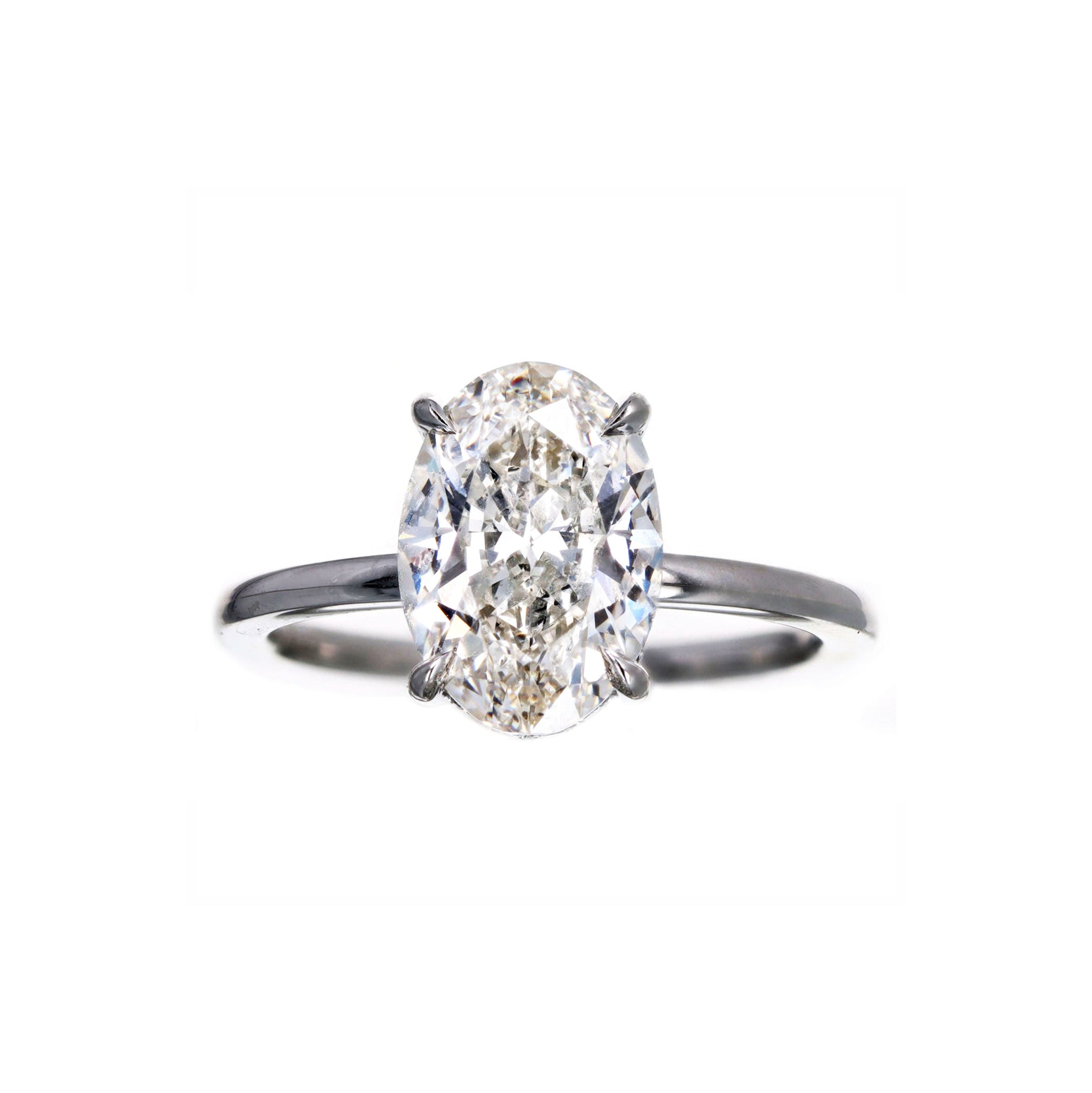 3.01 Carat Oval Diamond Hidden Halo Engagement Ring in Platinum GIA Certified - Queen May