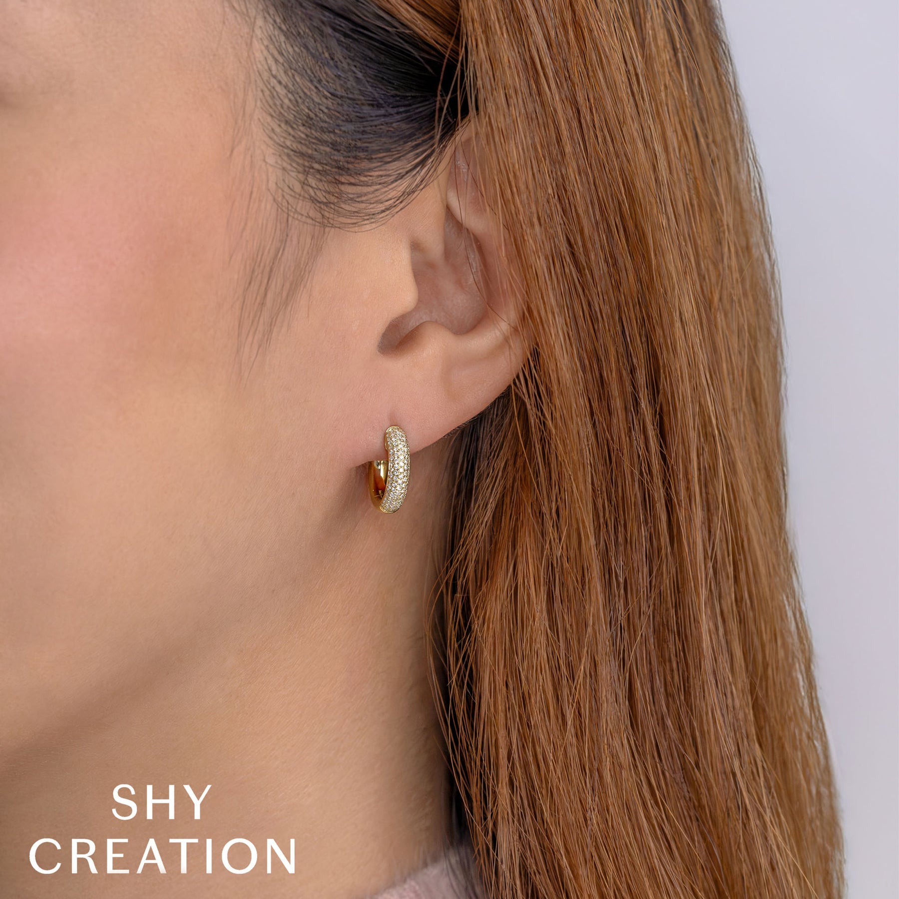 14K Gold 0.40 Carat Diamond Pave Hoop Earrings - Queen May