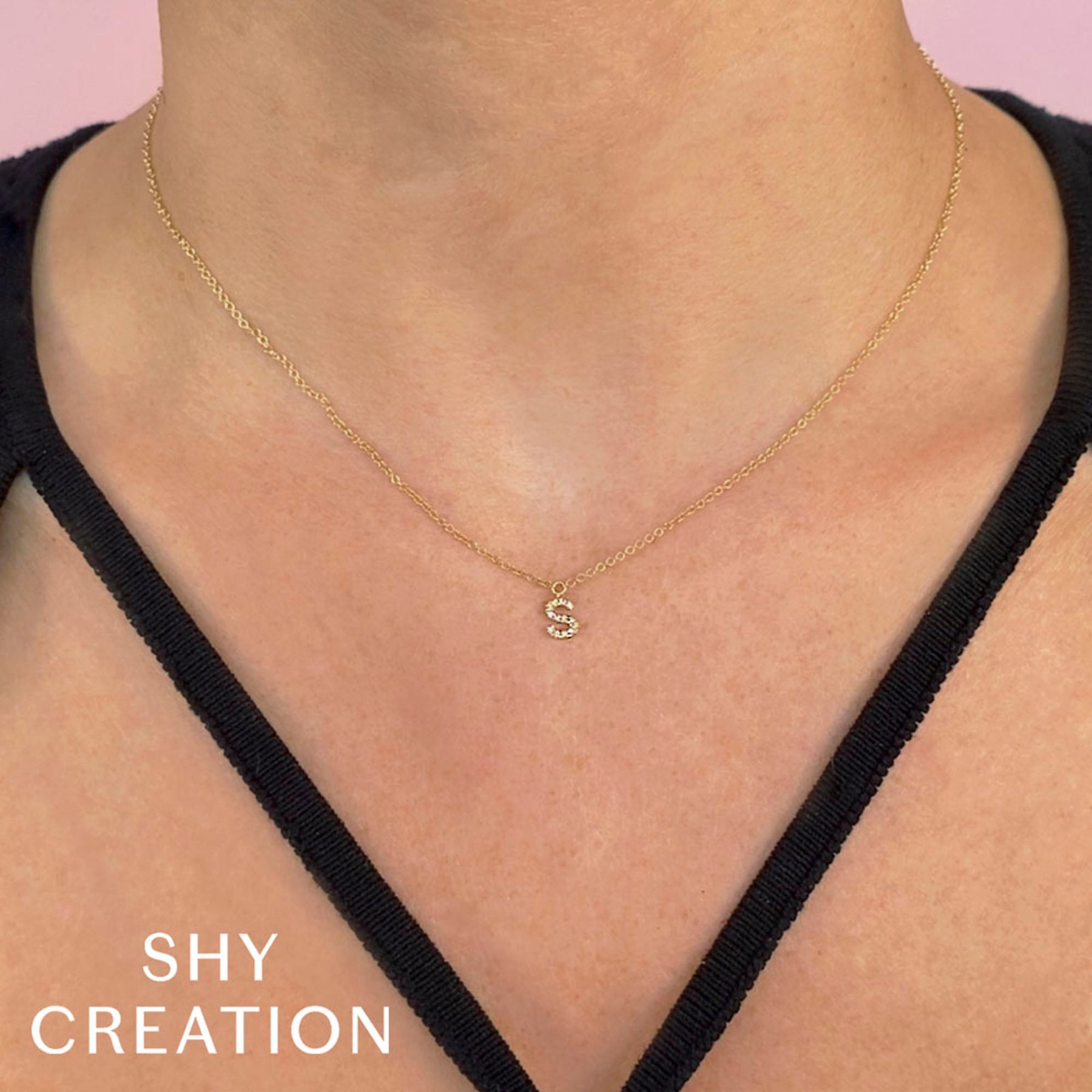 14K Gold Diamond Initial Necklace - Queen May