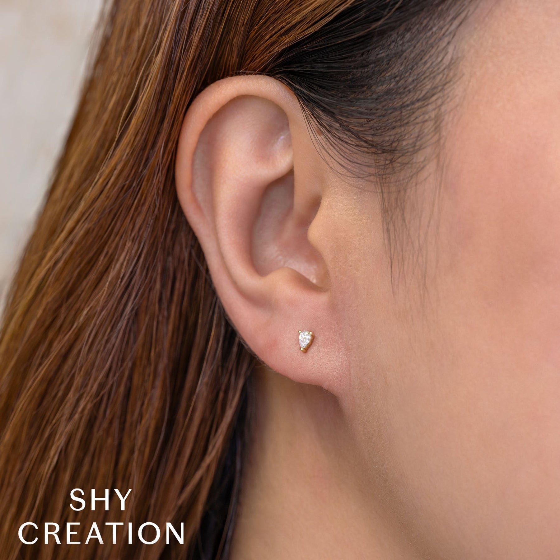 14K Yellow Gold 0.15 Carat Pear Diamond Stud Earrings
