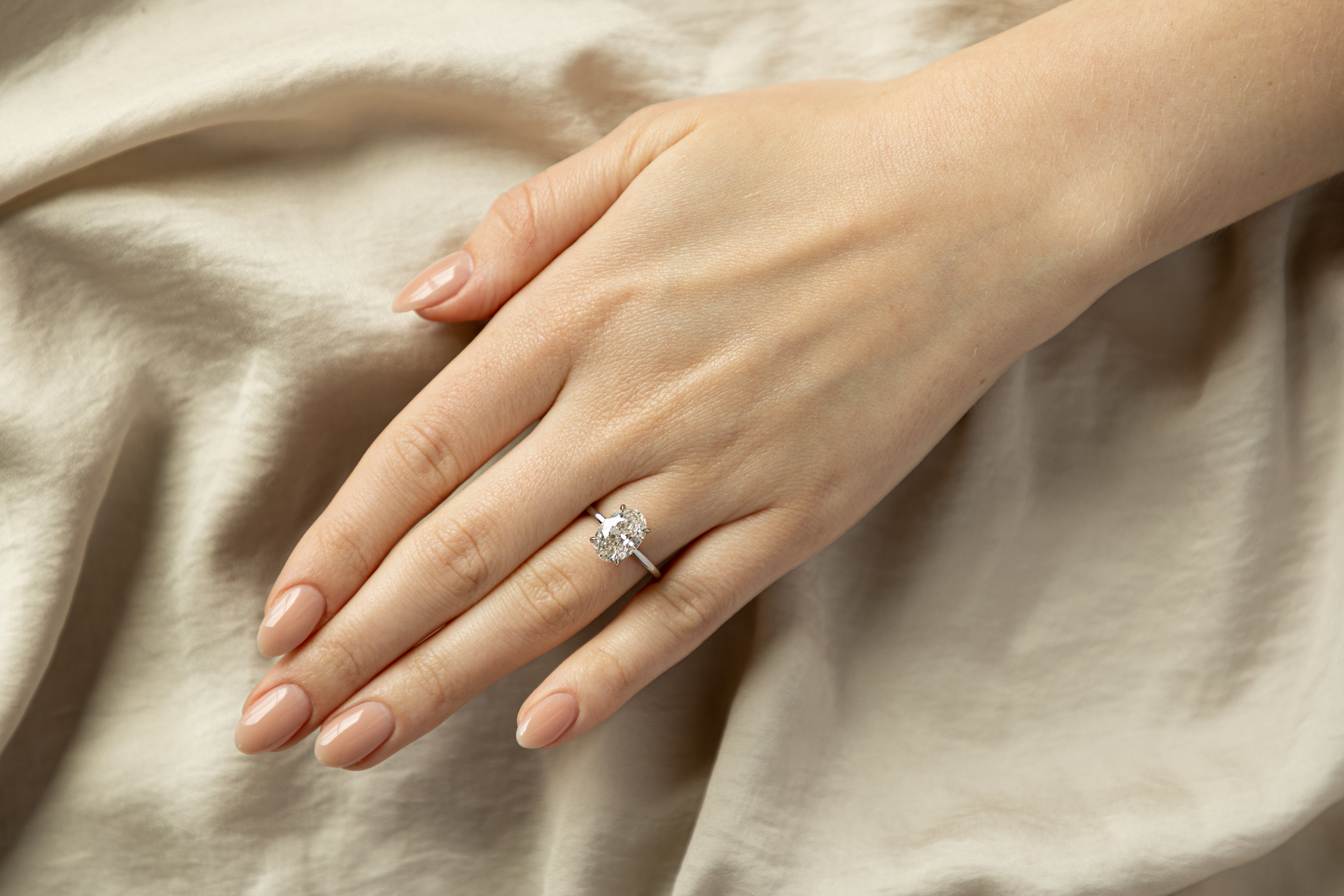 3.01 Carat Oval Diamond Hidden Halo Engagement Ring in Platinum GIA Certified - Queen May