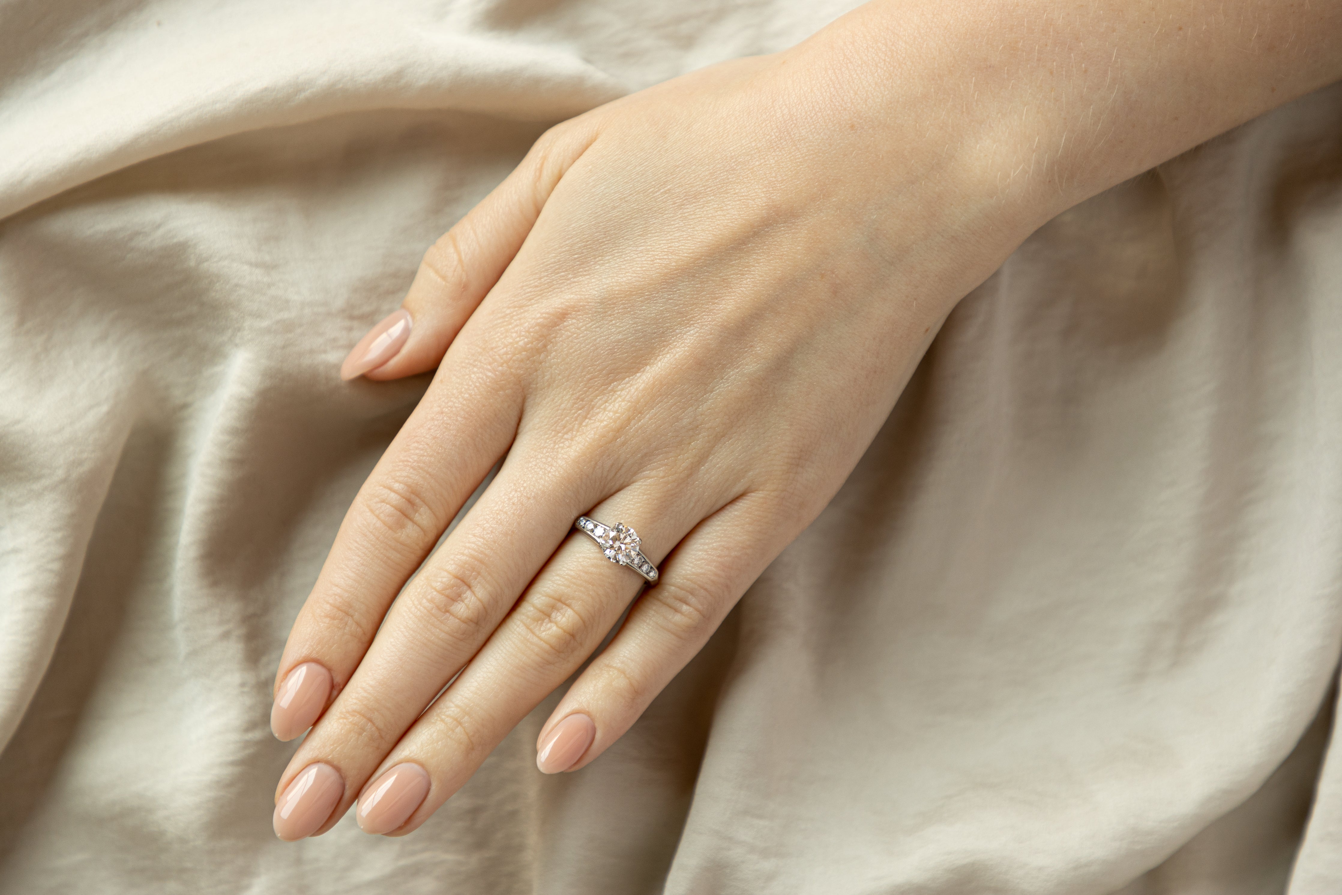 Platinum 1.36 Carat Round Brilliant Diamond Engagement Ring GIA Certified - Queen May