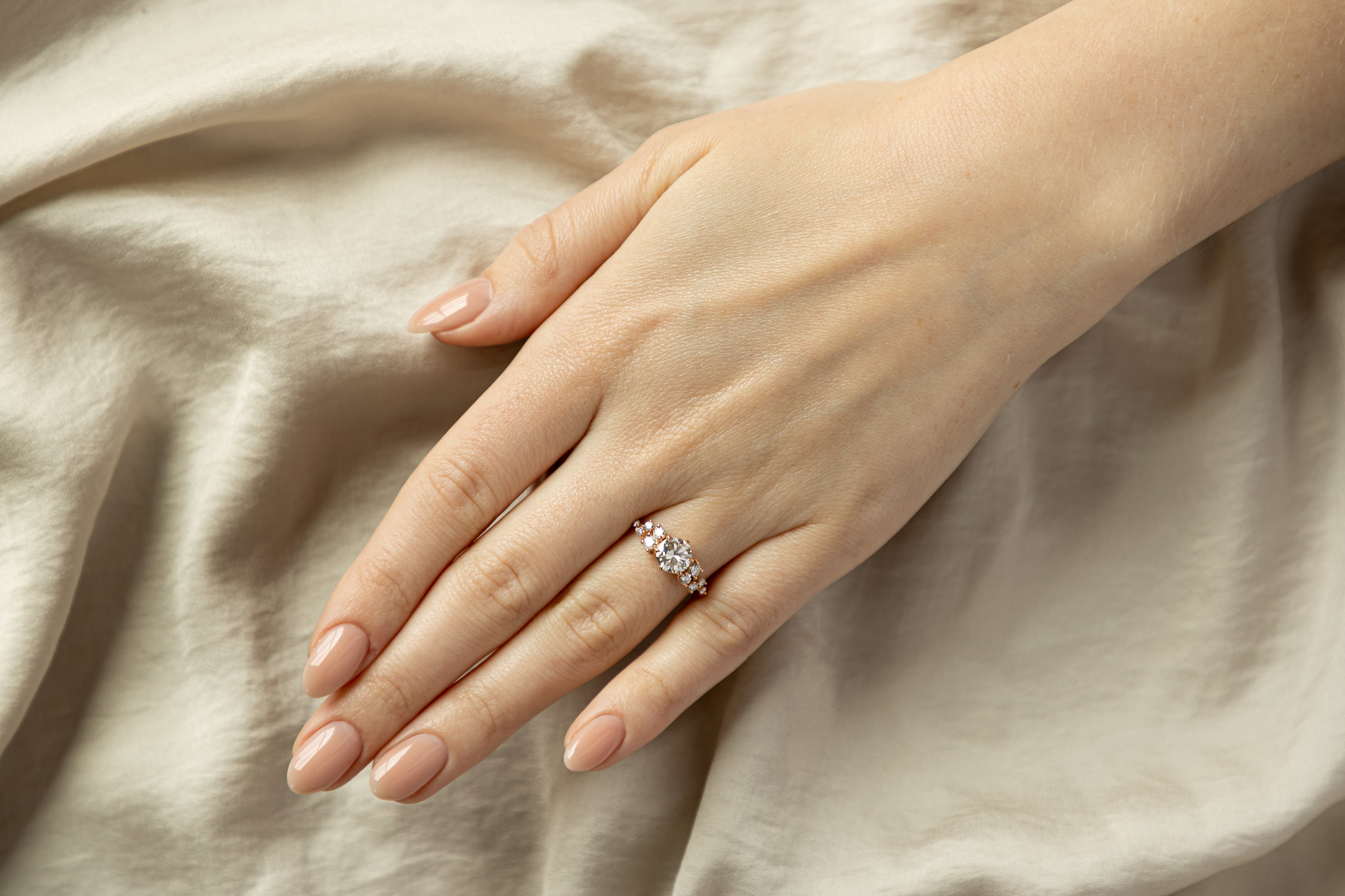 1.04 Carat Round Brilliant Diamond Floral Engagement Ring in 14K Rose Gold GIA Certified - Queen May