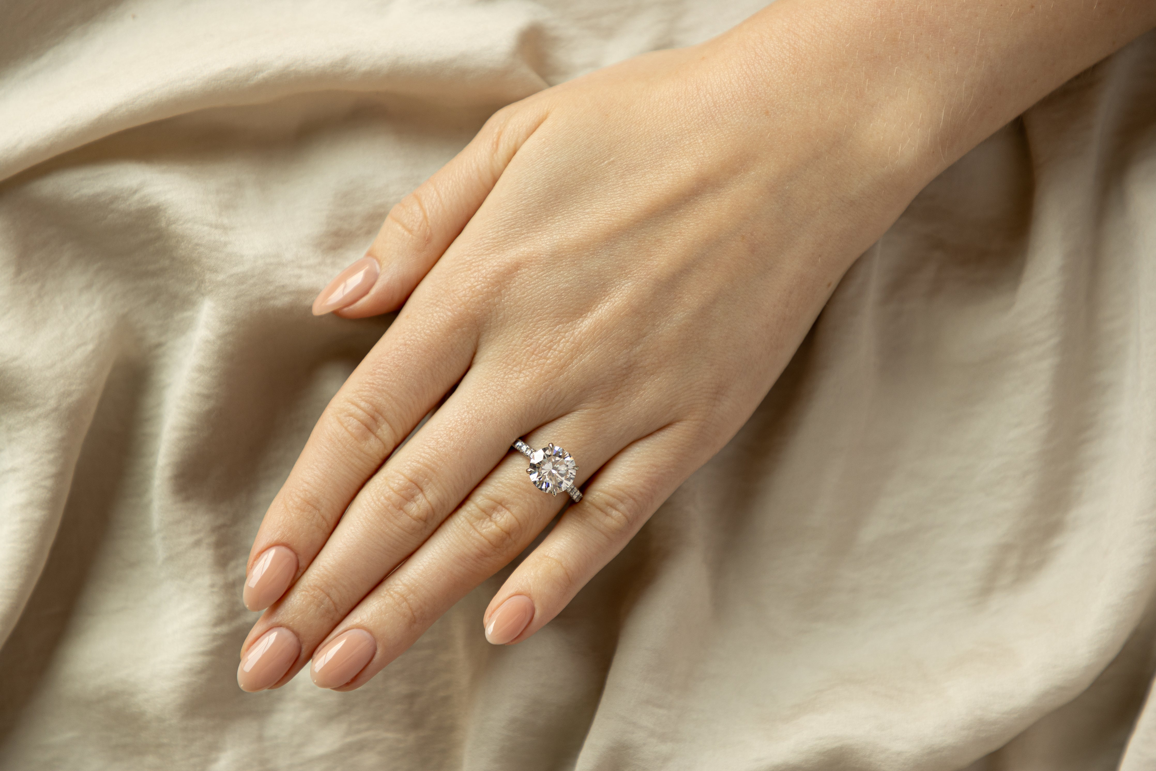 3.75 Carat Round Brilliant Diamond Hidden Halo Engagement Ring in Platinum GIA Certified - Queen May