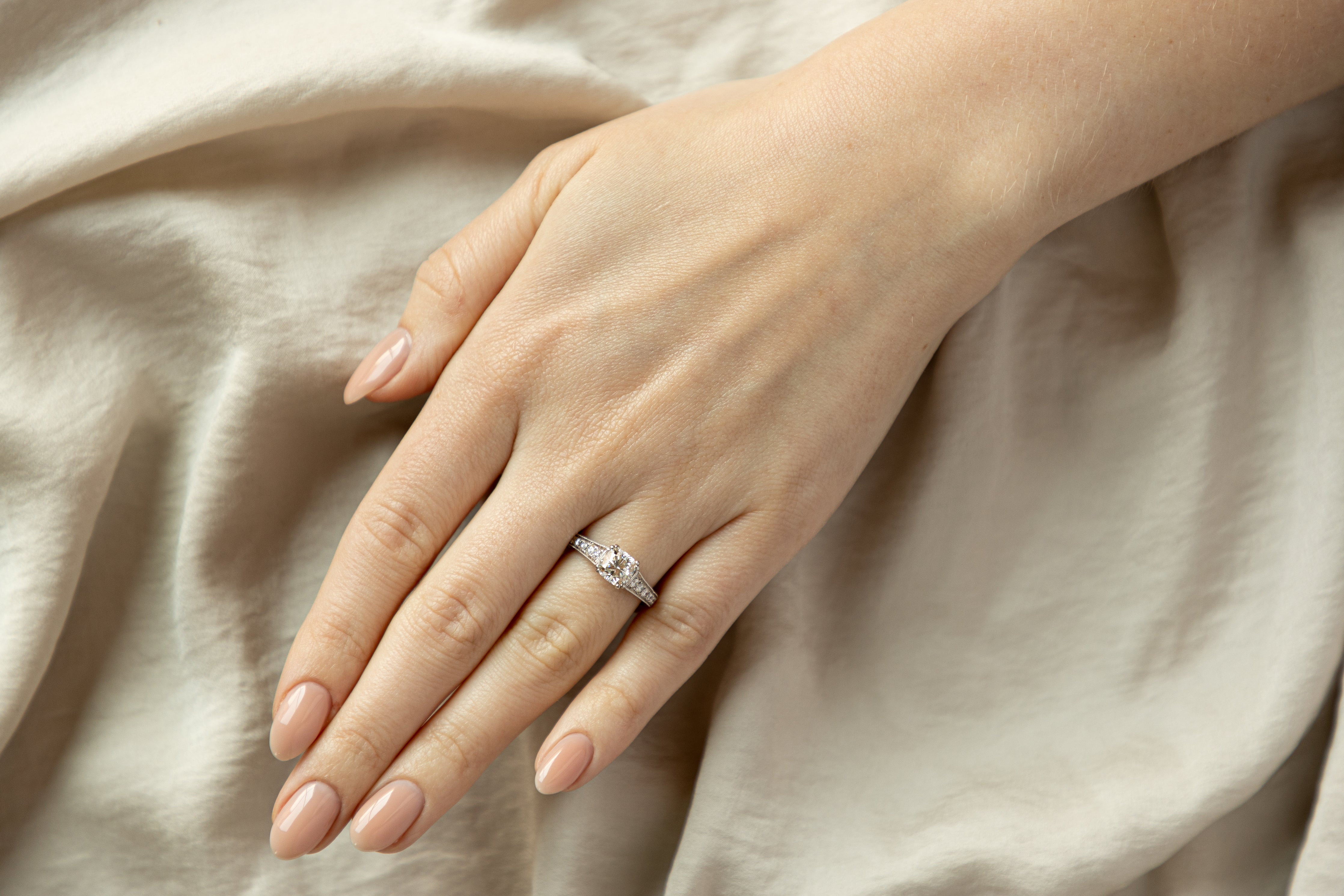 14K White Gold 1.66 Carat Cushion Cut Diamond Engagement Ring GIA Certified - Queen May