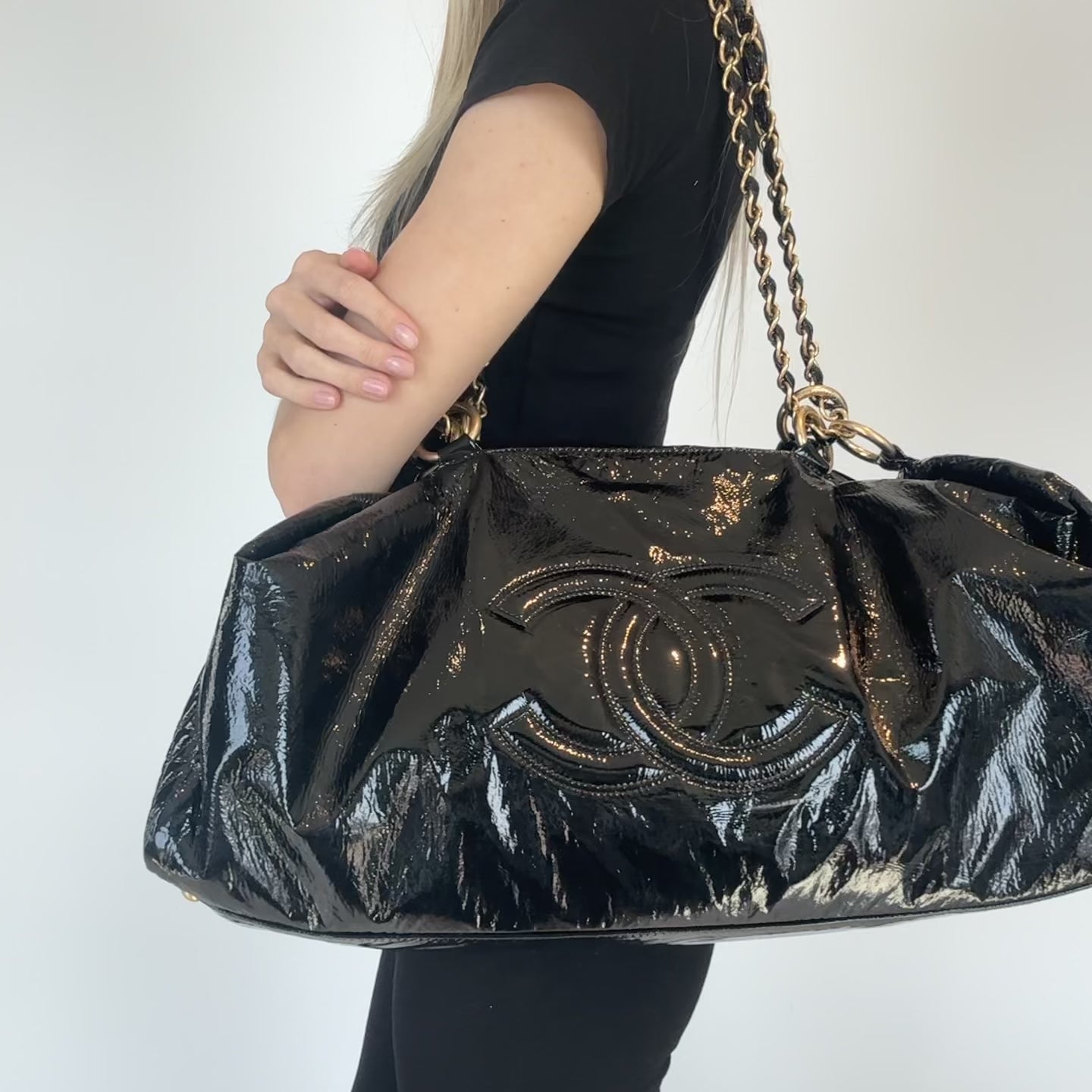 Chanel Patent Rock and Chain Bowler Bag - Queen May