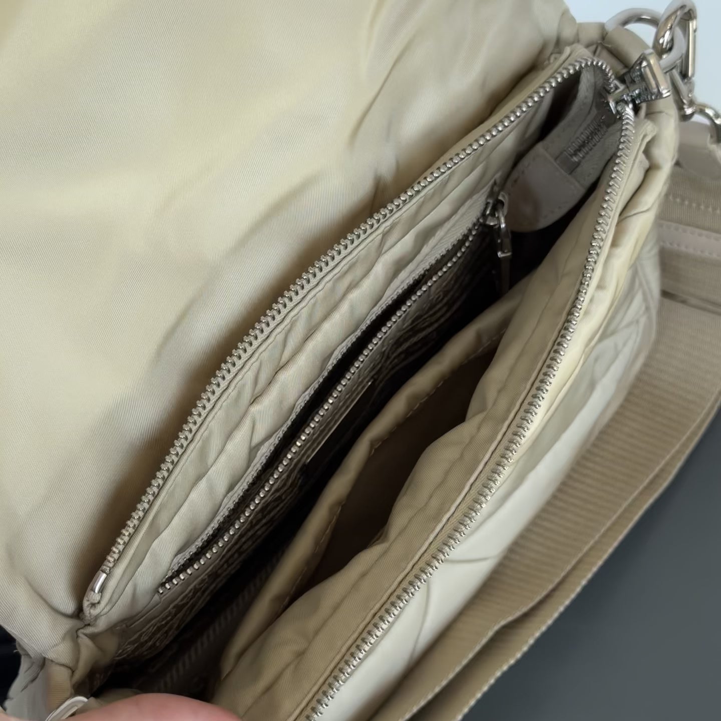 Prada Desert Beige Padded Re-Nylon Shoulder Bag - Queen May