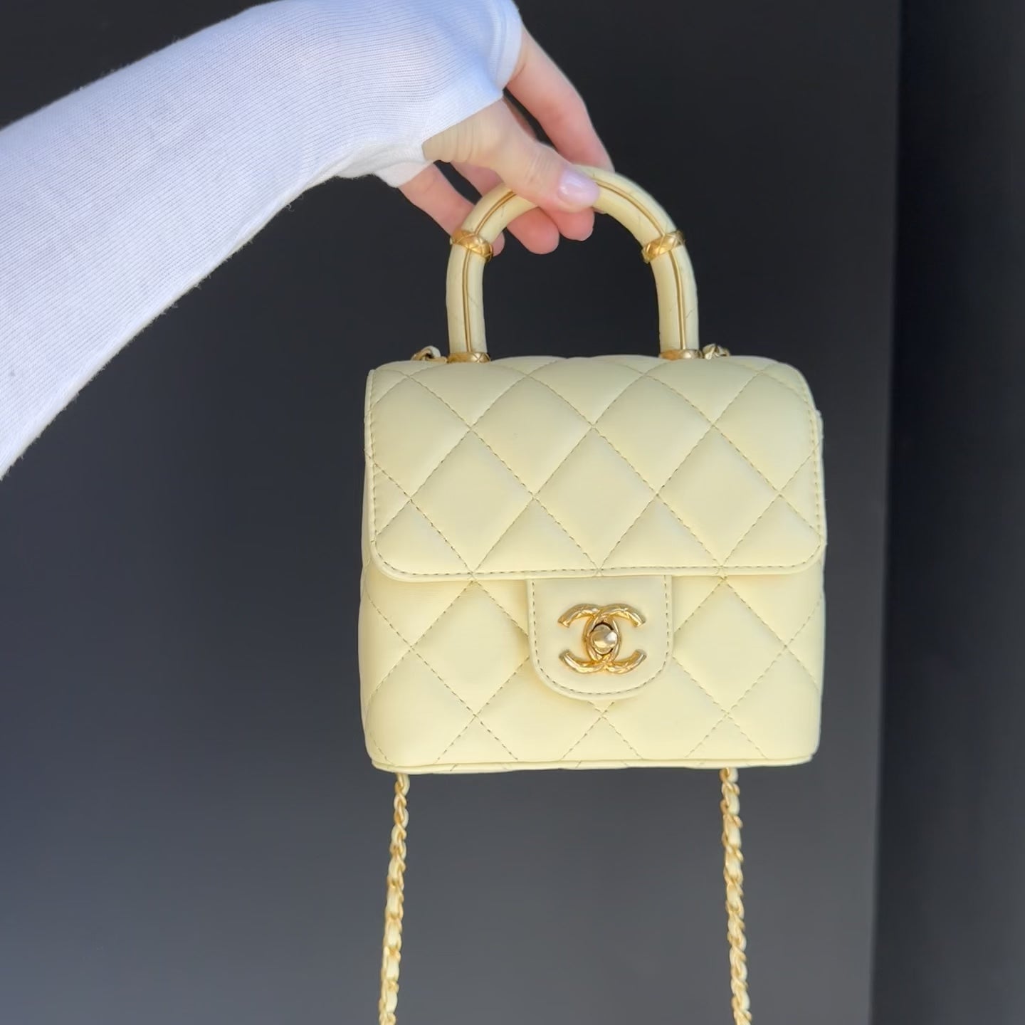 Chanel Crush Top Handle Quilted Mini Flap Bag Butter Yellow Calfskin - Queen May