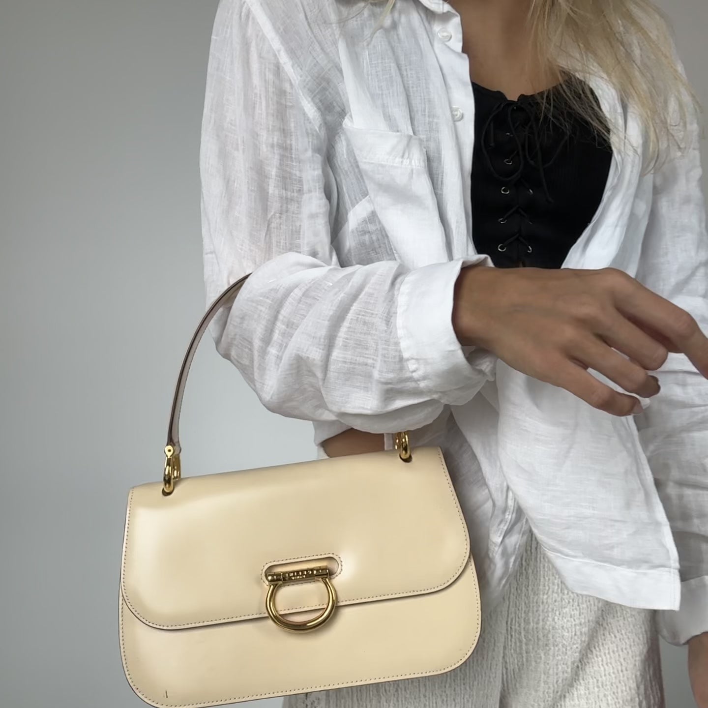 Celine Gancini Beige Leather Bag - Queen May
