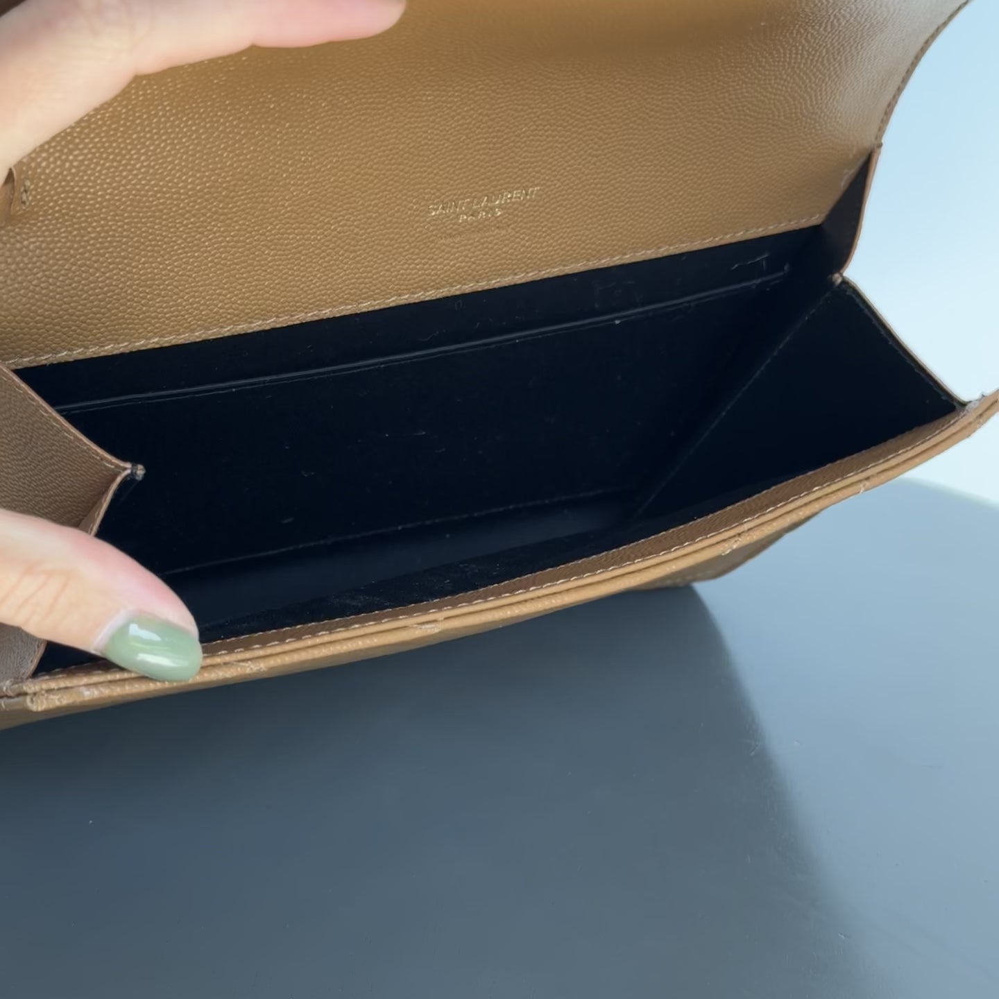 Saint Laurent Quilted Clutch Dark Natural Gold - Queen May