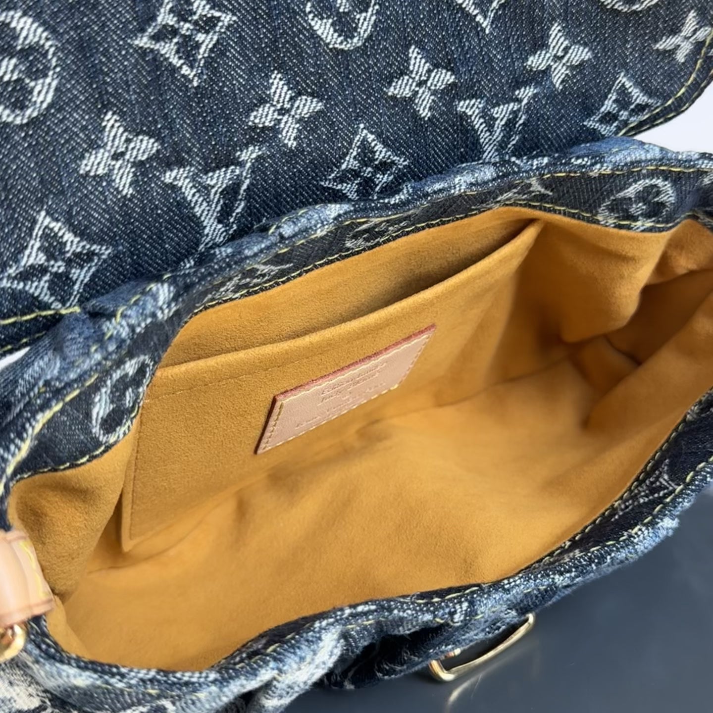 Rare Limited Edition Louis Vuitton Blue Monogram Raye Denim Judy Blame Mini Pleaty Gold & Silver Hardware, 2008 6 Charms - Queen May