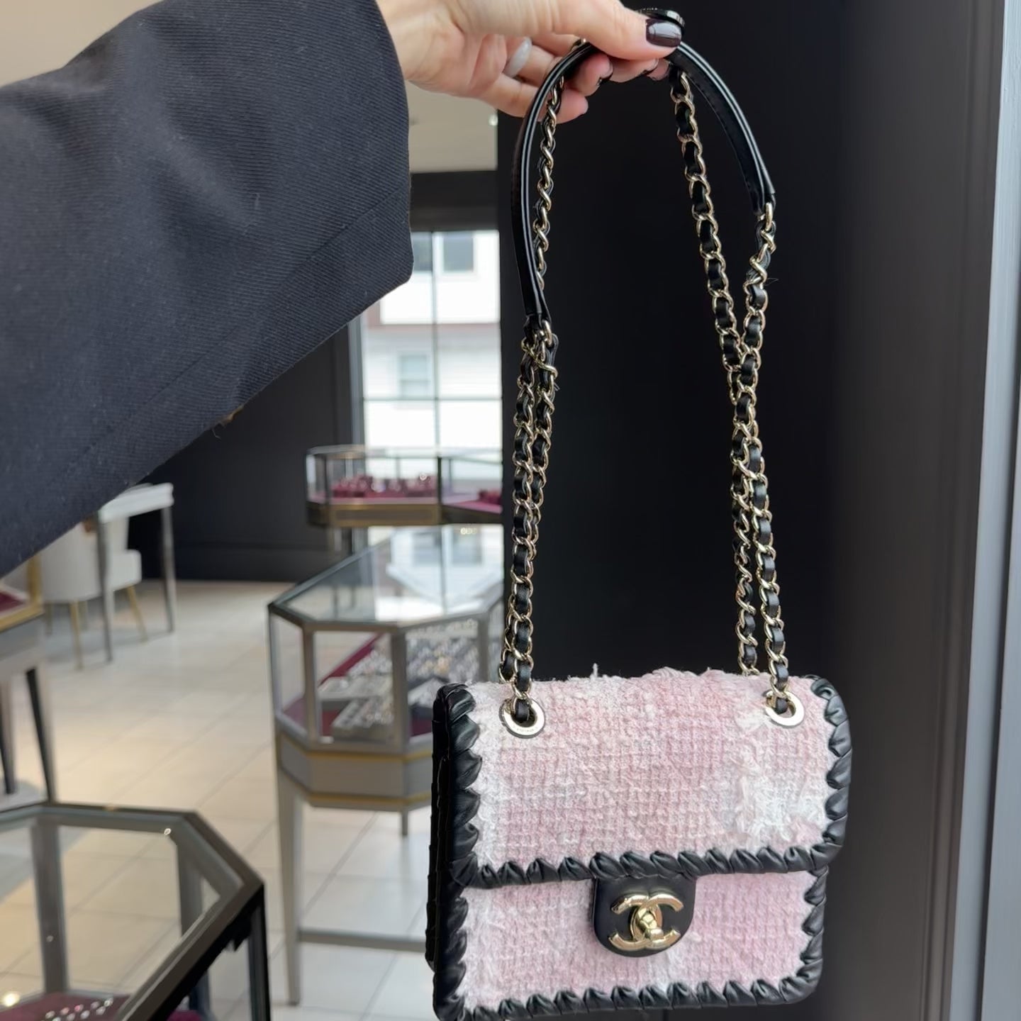 Chanel My Own Frame Flap Bag Quilted Tweed With Braided Calfskin - Queen May
