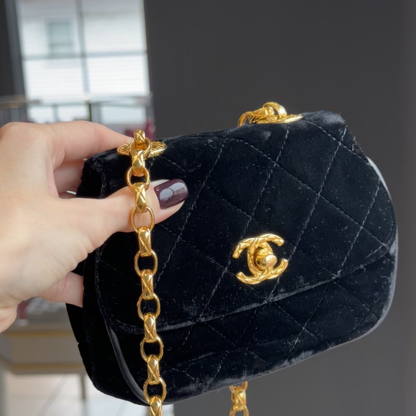 Chanel Quilted CC Velvet Bijoux Chain Crossbody - Queen May