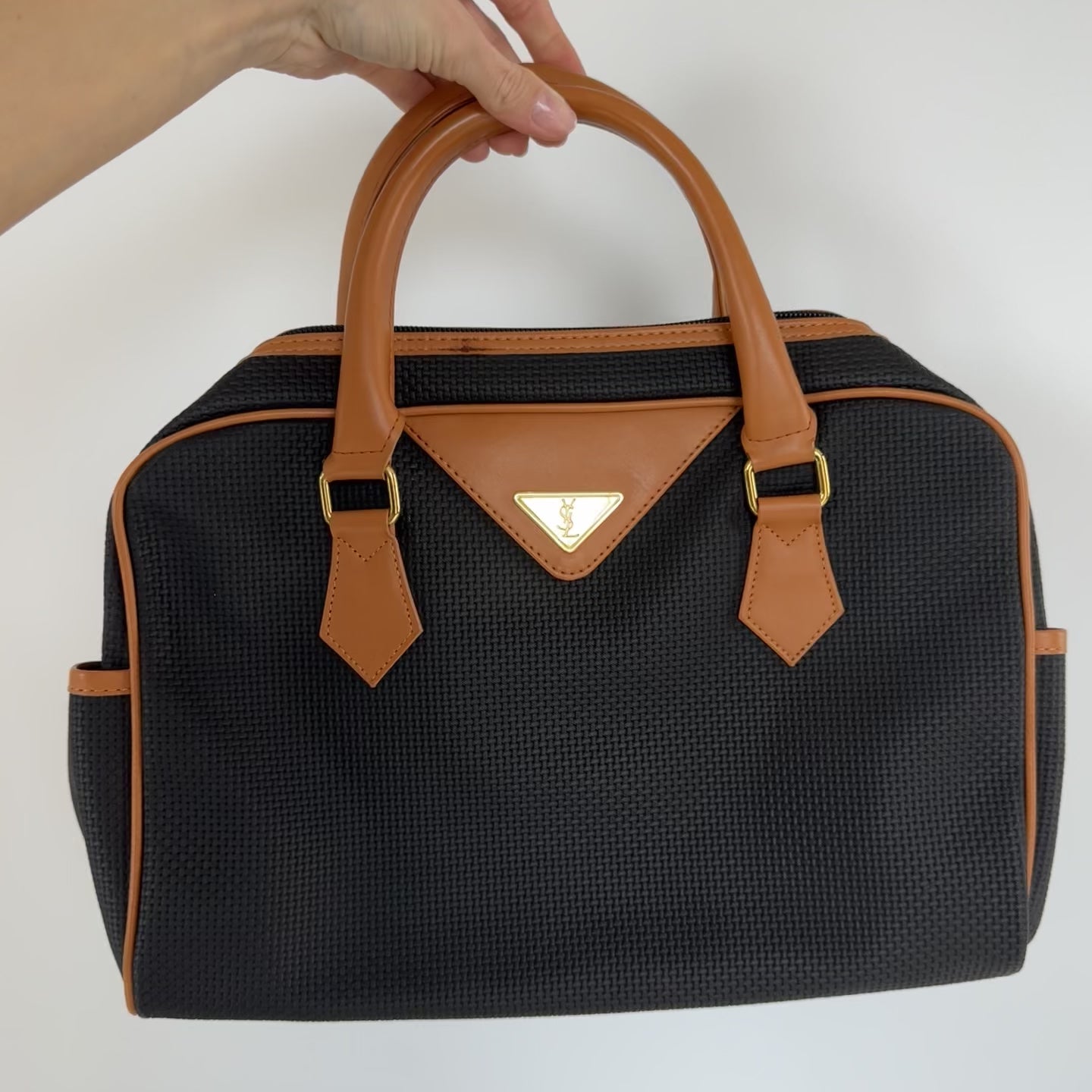 Vintage Yves Saint Laurent Top Handle Bag & Pouch Navy - Queen May