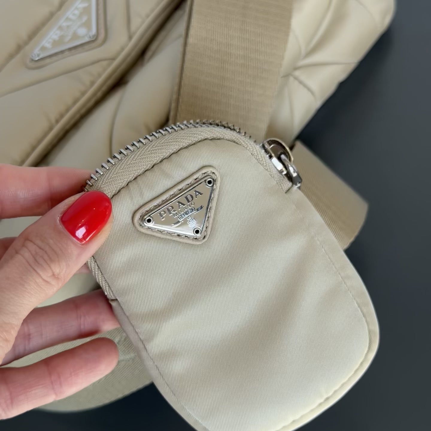 Prada Desert Beige Padded Re-Nylon Shoulder Bag - Queen May