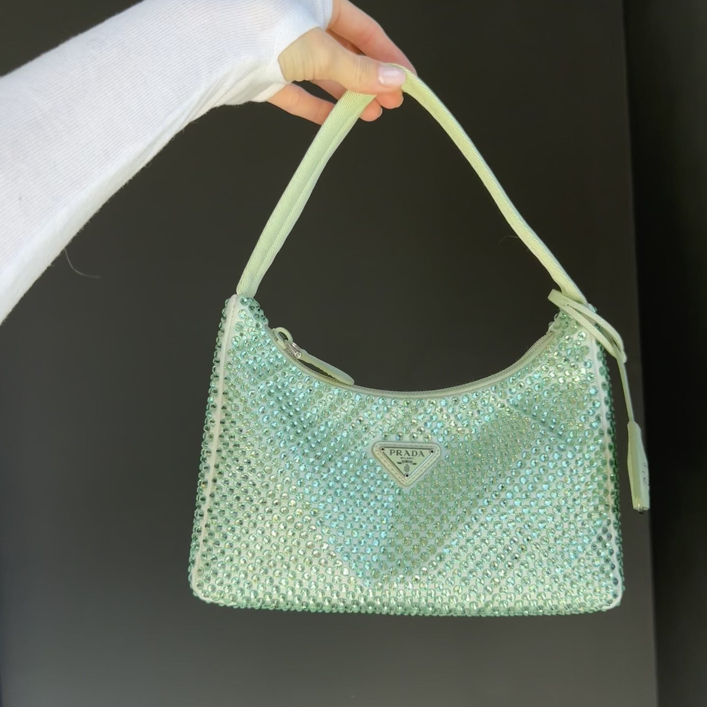 Prada Crystal Re-Edition 2000 Bag Mint Green - Queen May