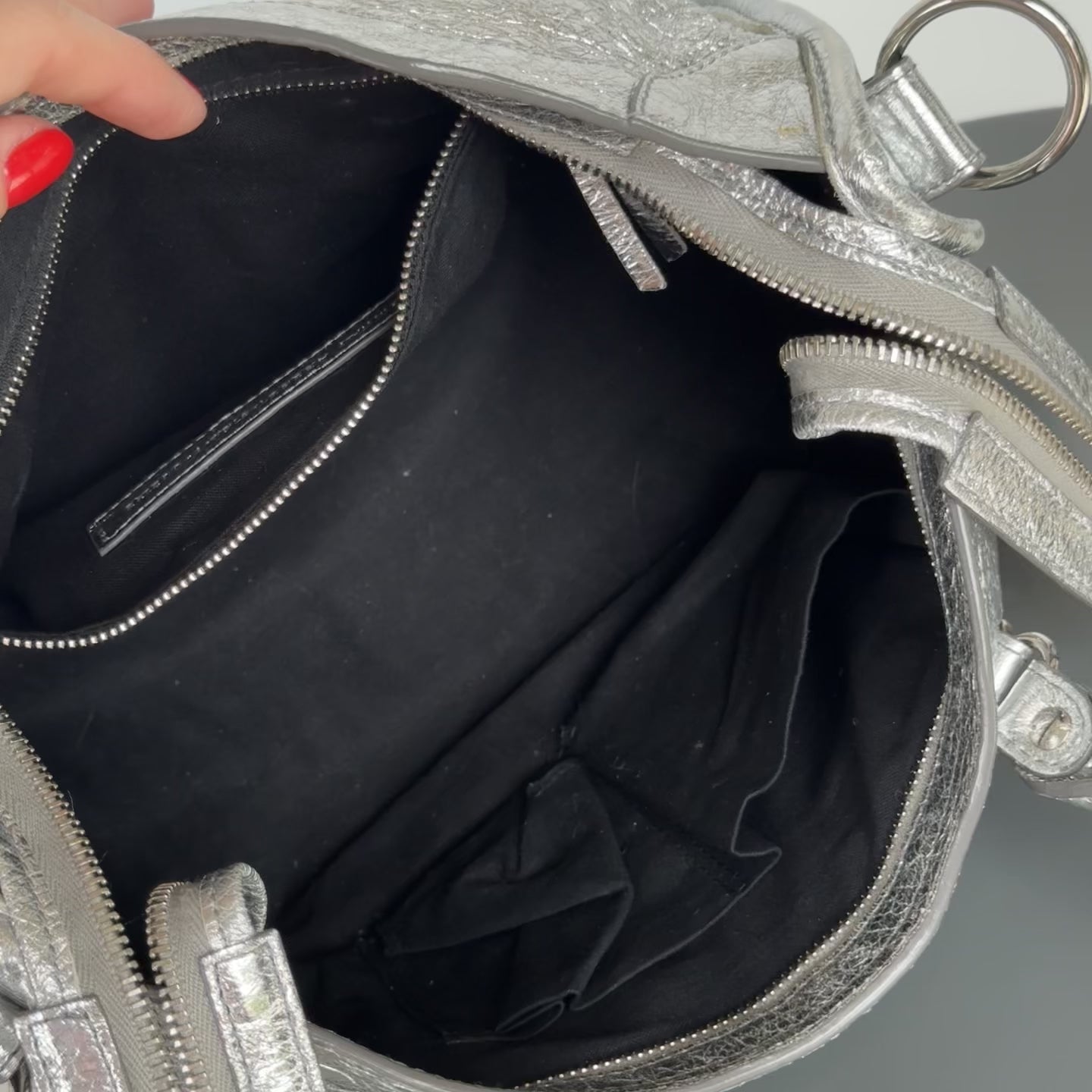 Balenciaga Metallic Silver Edge City Bag (Rare Color) - Queen May