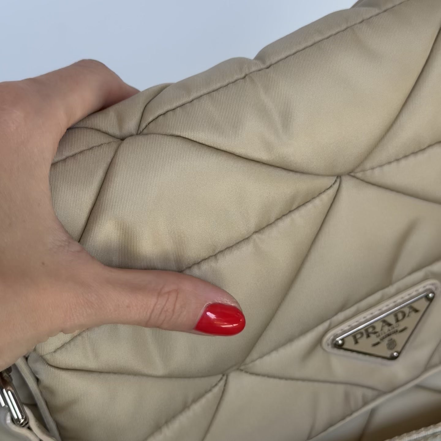 Prada Desert Beige Padded Re-Nylon Shoulder Bag - Queen May