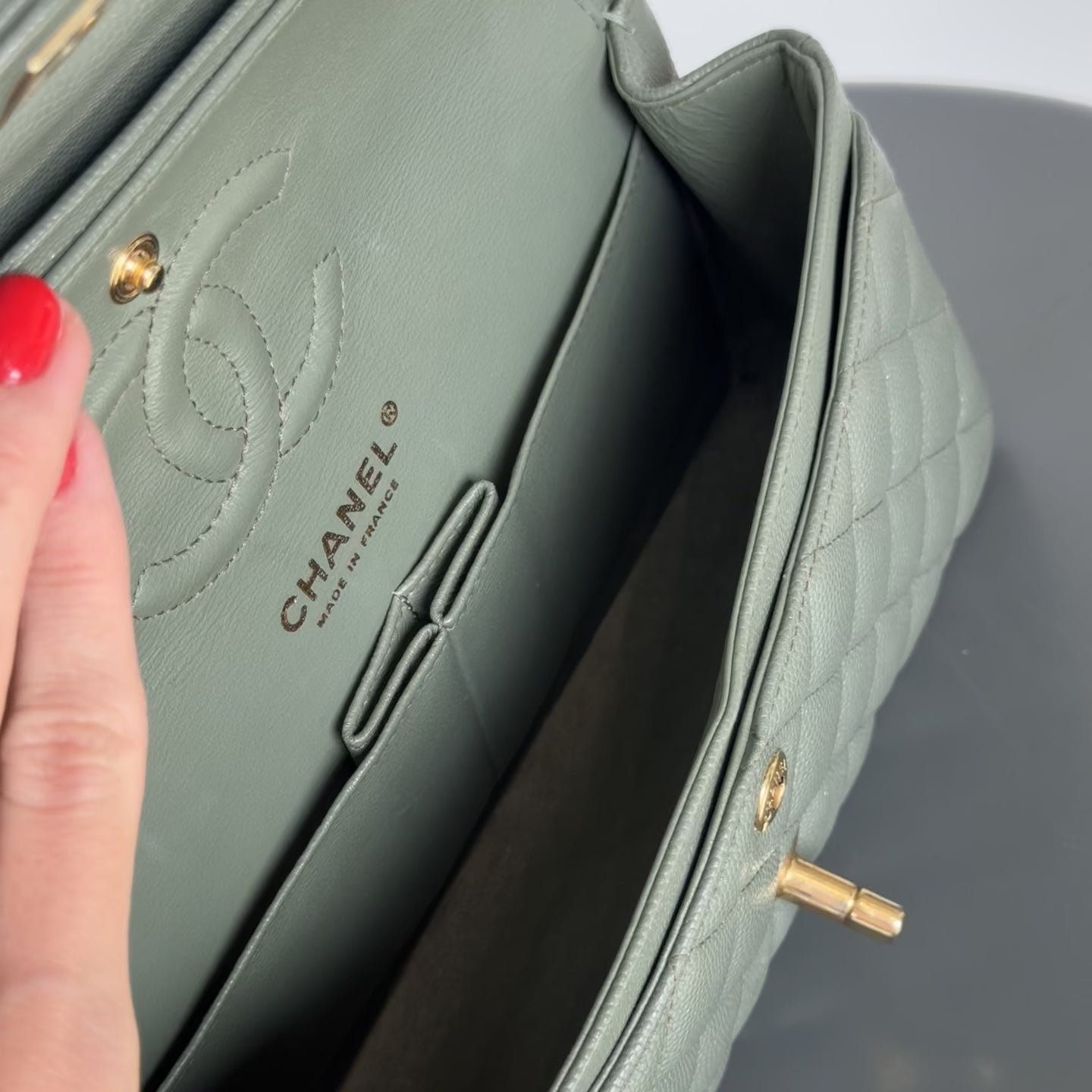 Chanel Classic Small Double Flap Iridescent Green 18C Caviar - Queen May