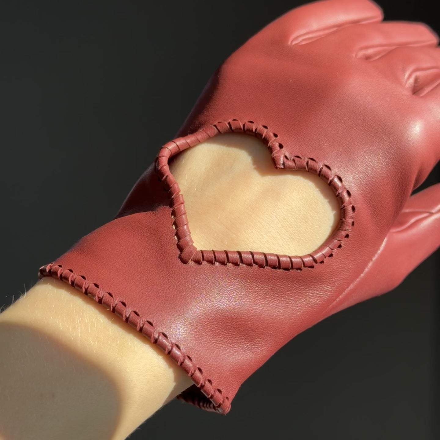 Hermes Heart Gloves In Red Lambskin - Queen May