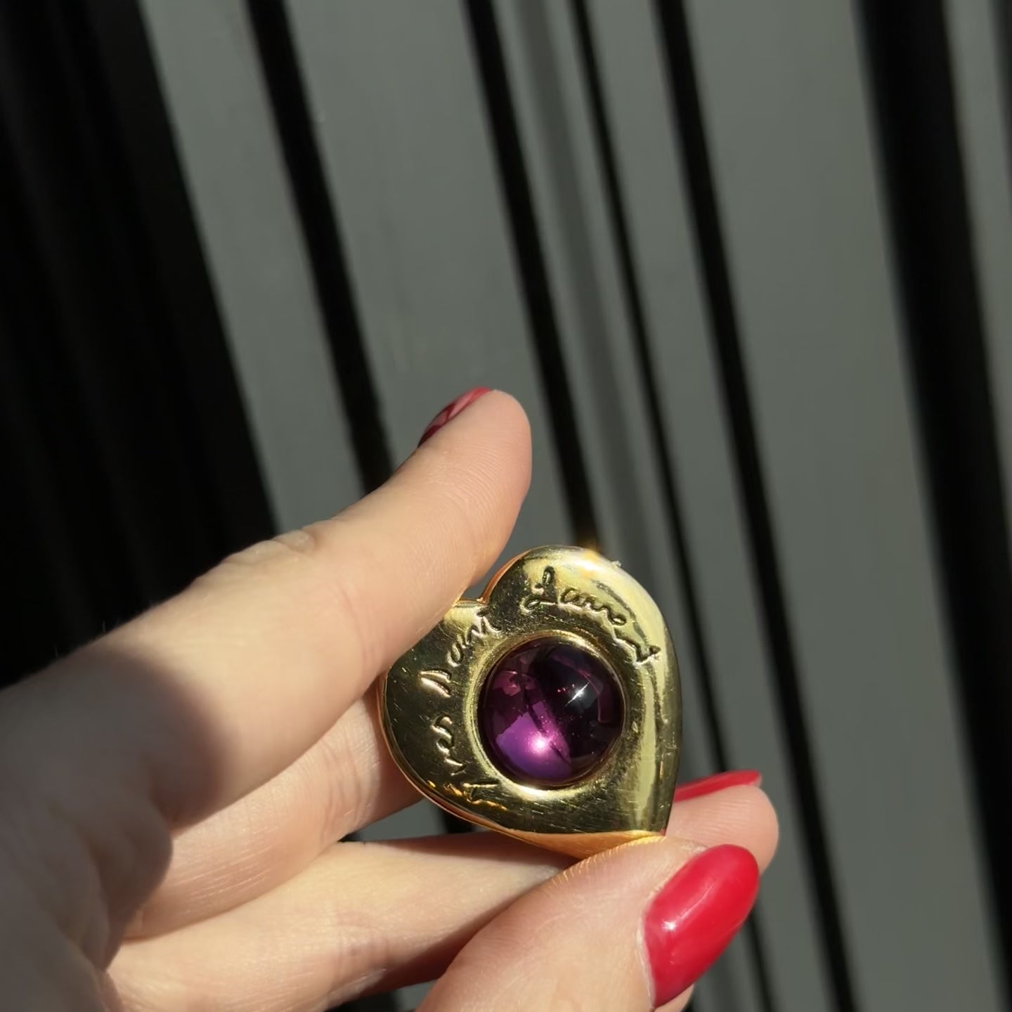 Rare Vintage Yves Saint Laurent Heart Cabochon Clip On Earring - Queen May