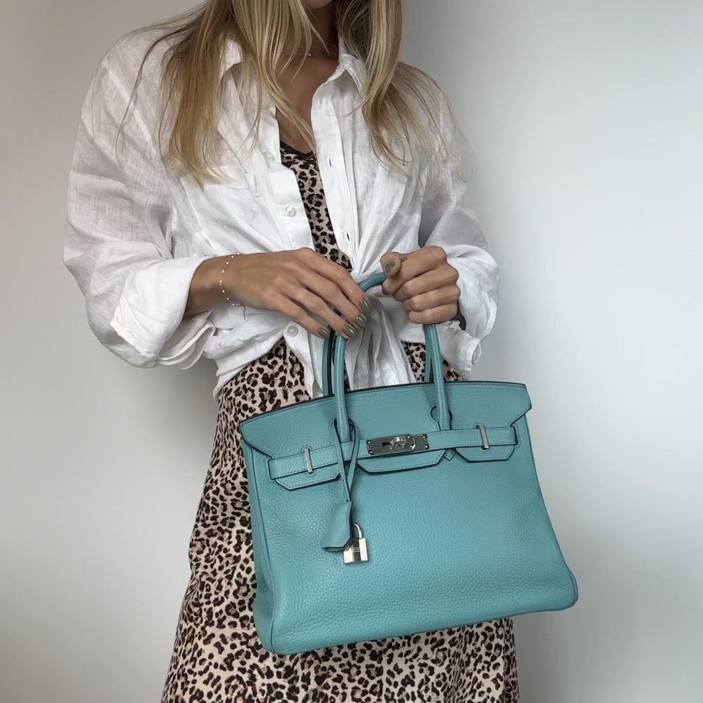 Hermes Birkin Bleu Saint Cyr Togo 30 Palladium Hardware 2015 - Queen May