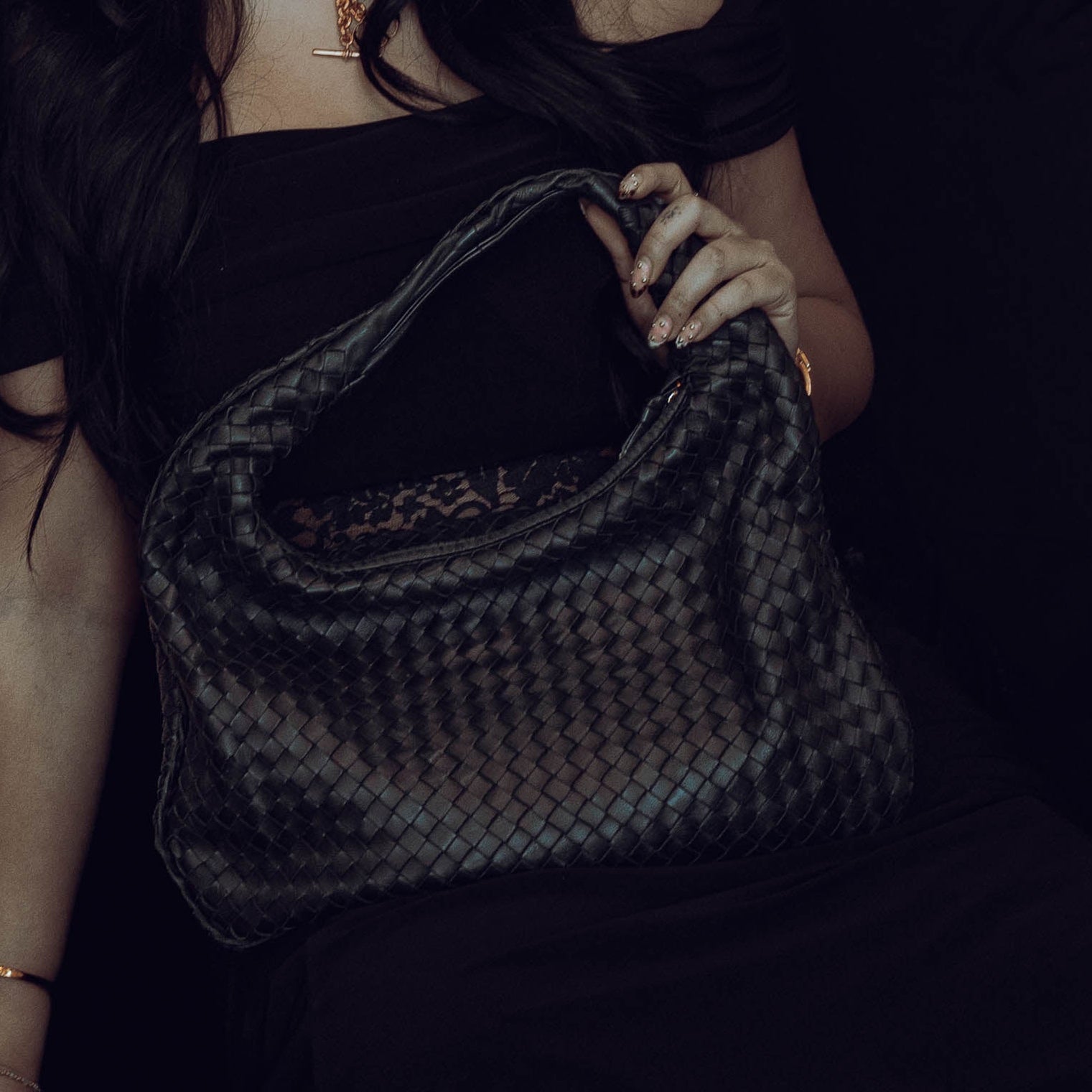 Bottega Veneta Intrecciato Hobo Black - Queen May