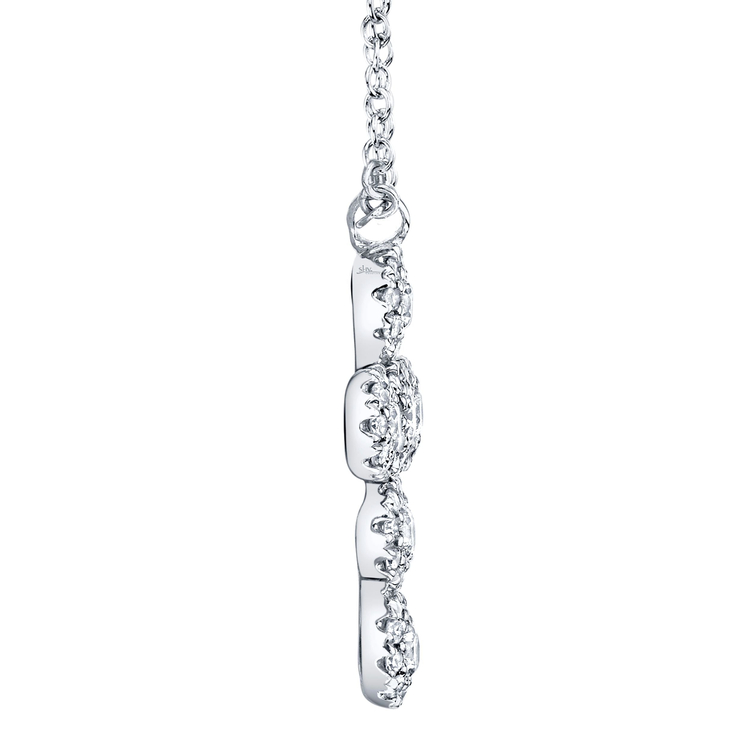 14K Gold Mini Diamond Halo Cross Pendant Necklace - Queen May