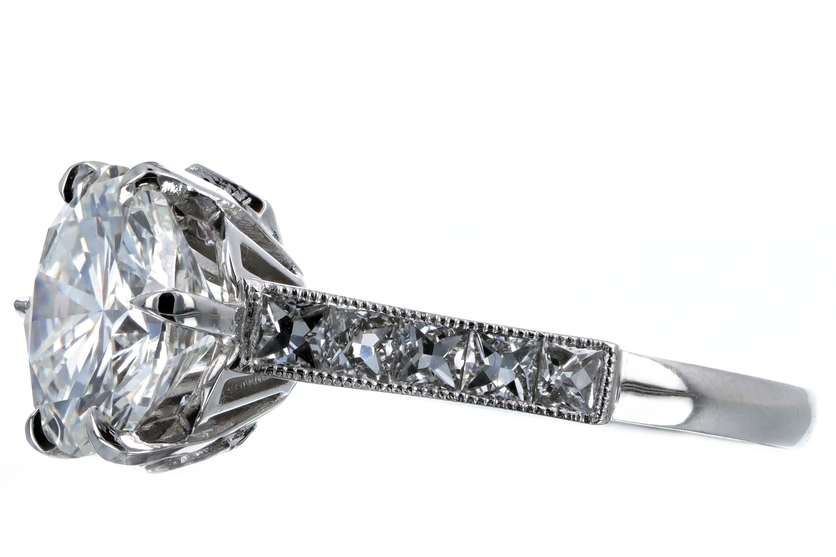 Platinum 3.03 Carat Round Brilliant Diamond Engagement Ring GIA Certified - Queen May