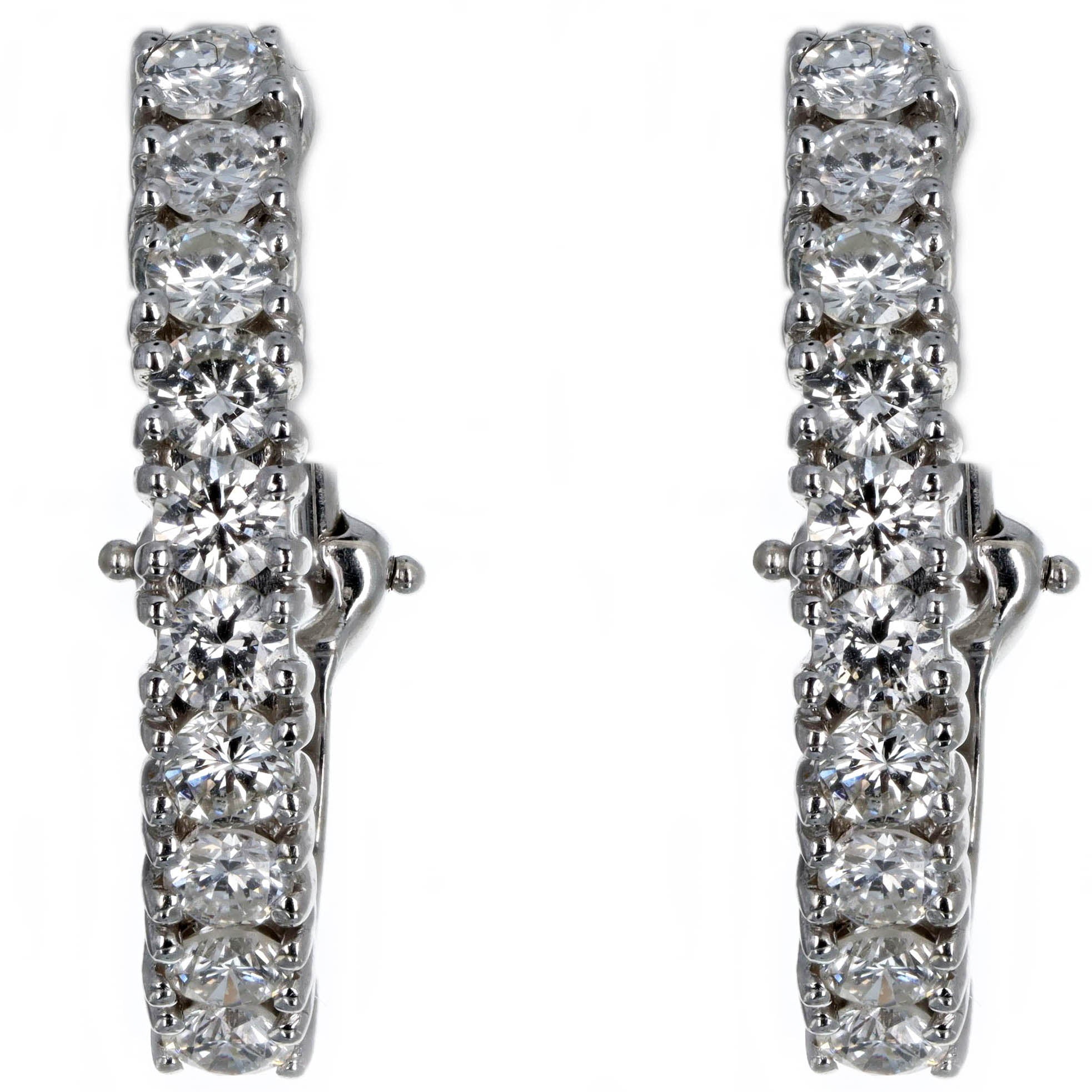 Hammerman Brothers 2.5 Carat Total Weight Round Diamond Hoop Earrings in 14K White Gold - Queen May