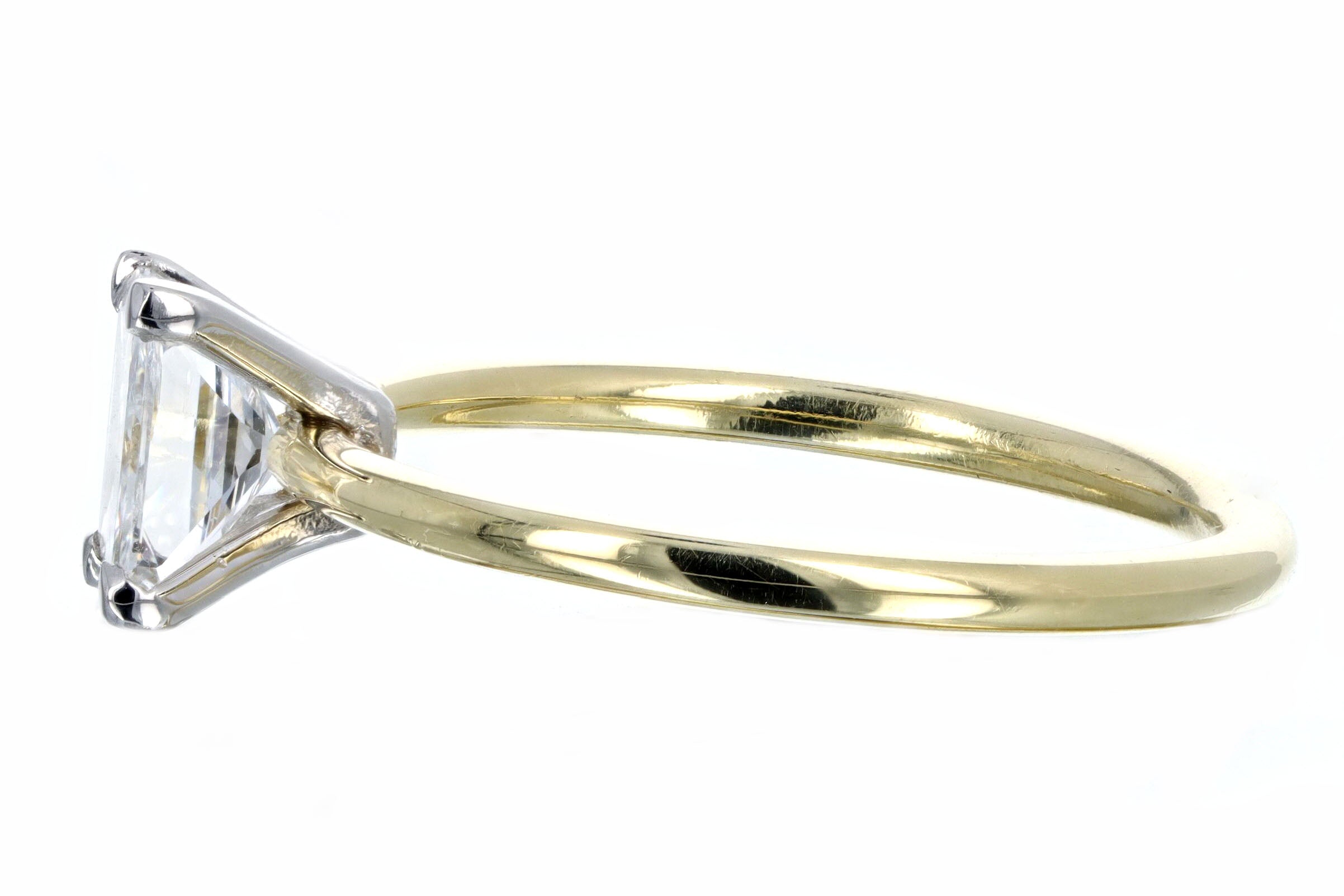 Handmade 18K Yellow Gold & Platinum 0.95 Carat Radiant Diamond Solitaire Engagement Ring - Queen May
