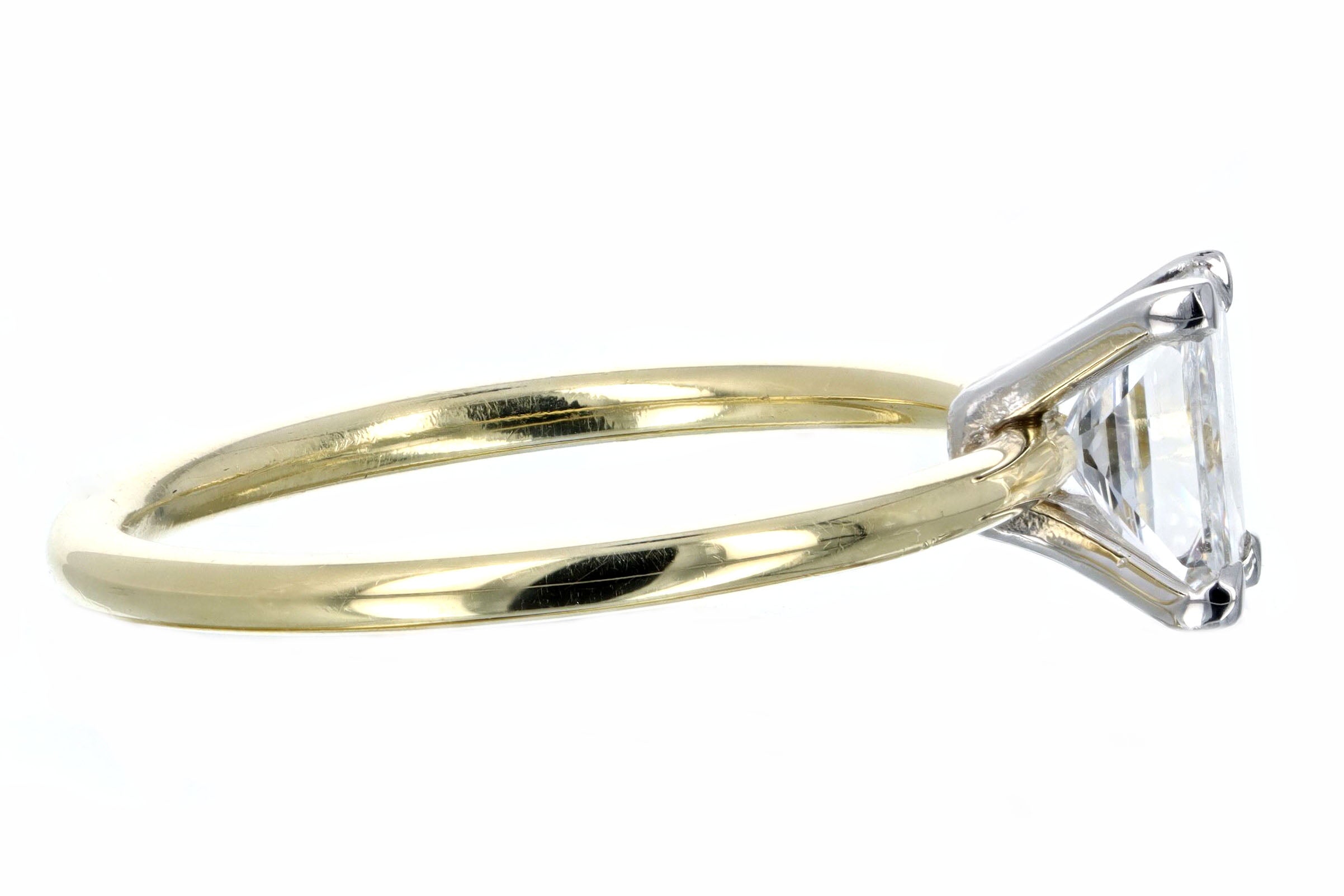 Handmade 18K Yellow Gold & Platinum 0.95 Carat Radiant Diamond Solitaire Engagement Ring - Queen May