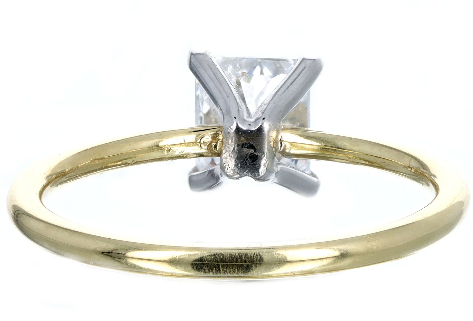 Handmade 18K Yellow Gold & Platinum 0.95 Carat Radiant Diamond Solitaire Engagement Ring - Queen May