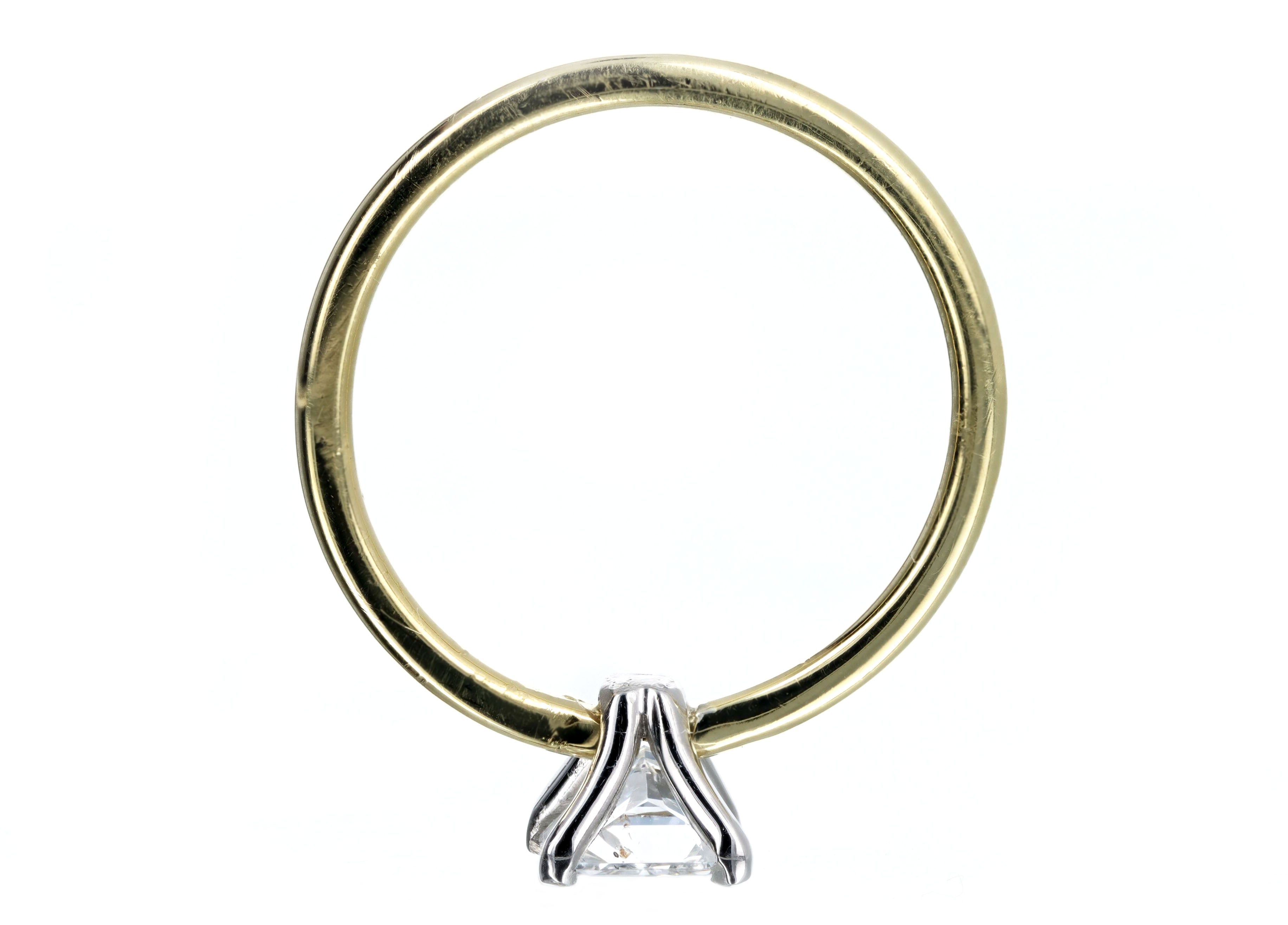 Handmade 18K Yellow Gold & Platinum 0.95 Carat Radiant Diamond Solitaire Engagement Ring - Queen May