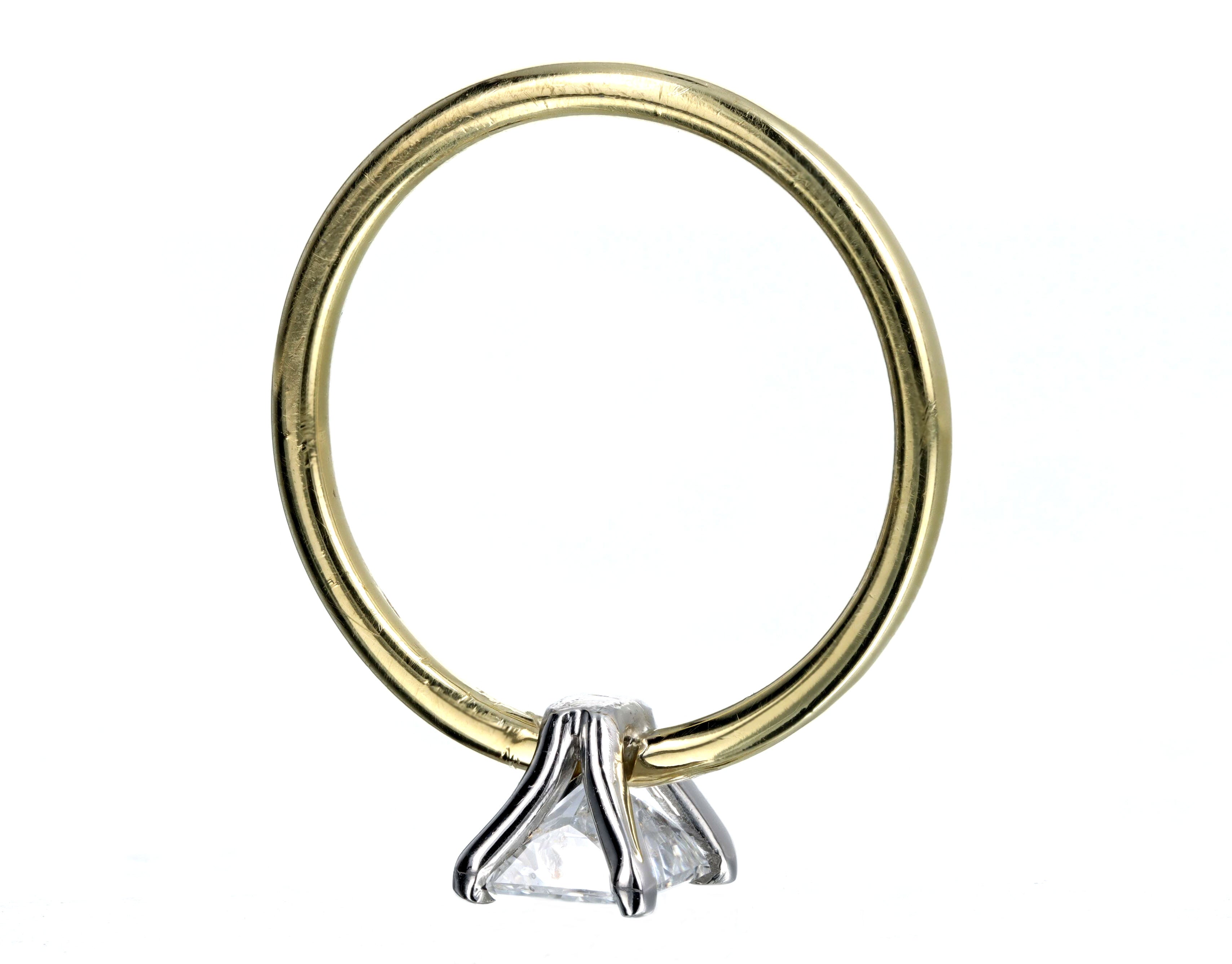 Handmade 18K Yellow Gold & Platinum 0.95 Carat Radiant Diamond Solitaire Engagement Ring - Queen May