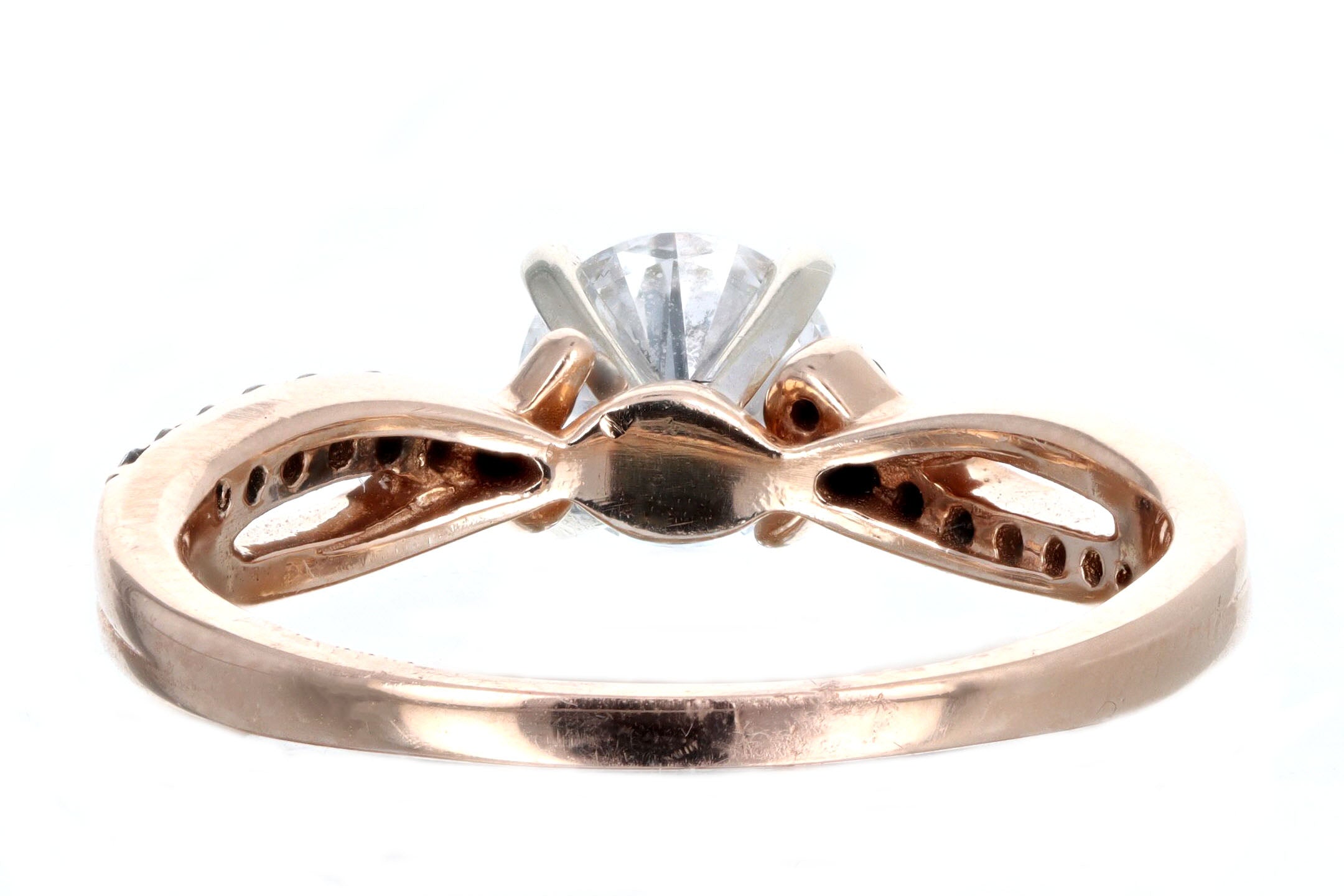 14K Rose Gold 0.80 Carat Round Brilliant Diamond Twist Band Engagement Ring GIA Certified - Queen May