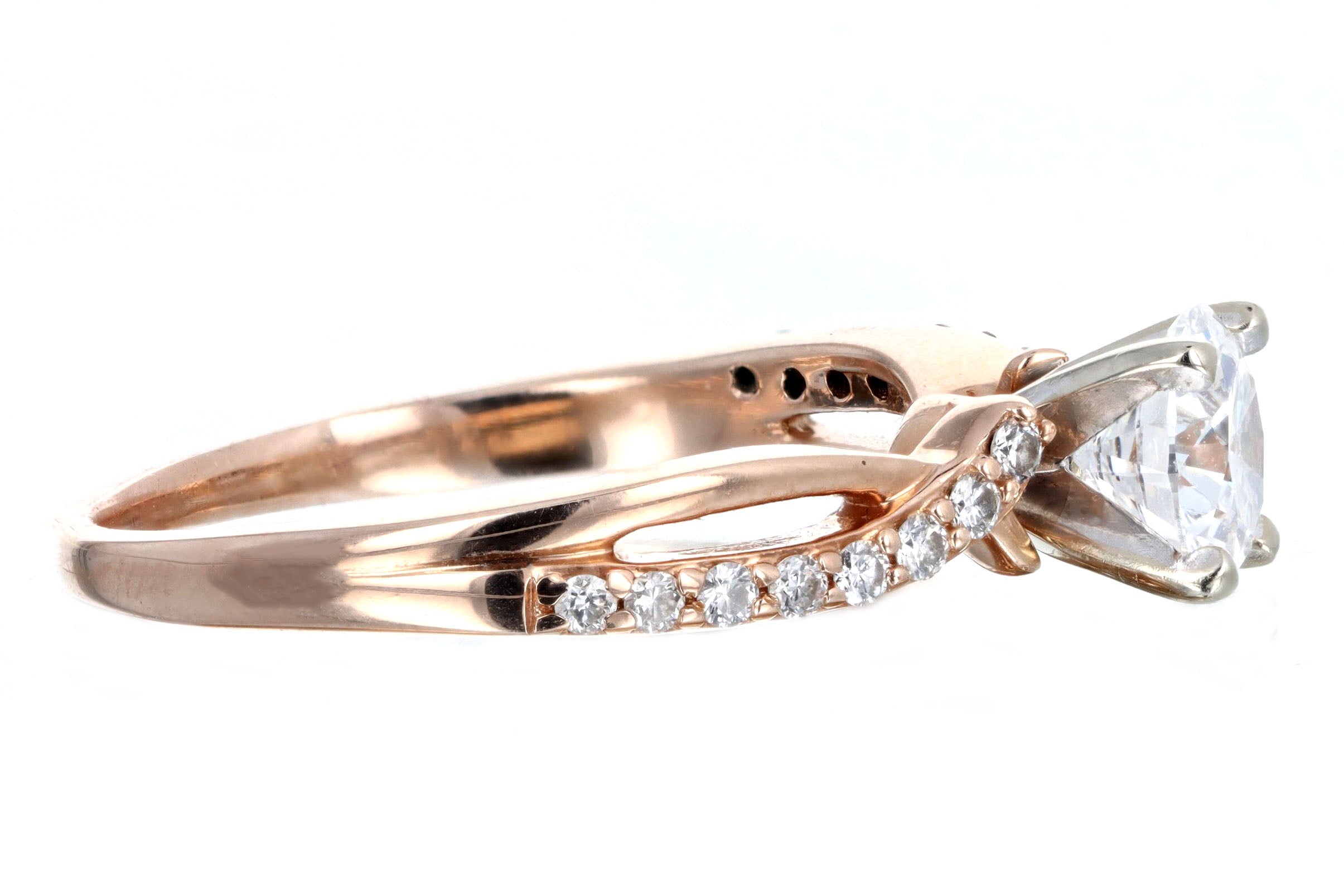 14K Rose Gold 0.80 Carat Round Brilliant Diamond Twist Band Engagement Ring GIA Certified - Queen May