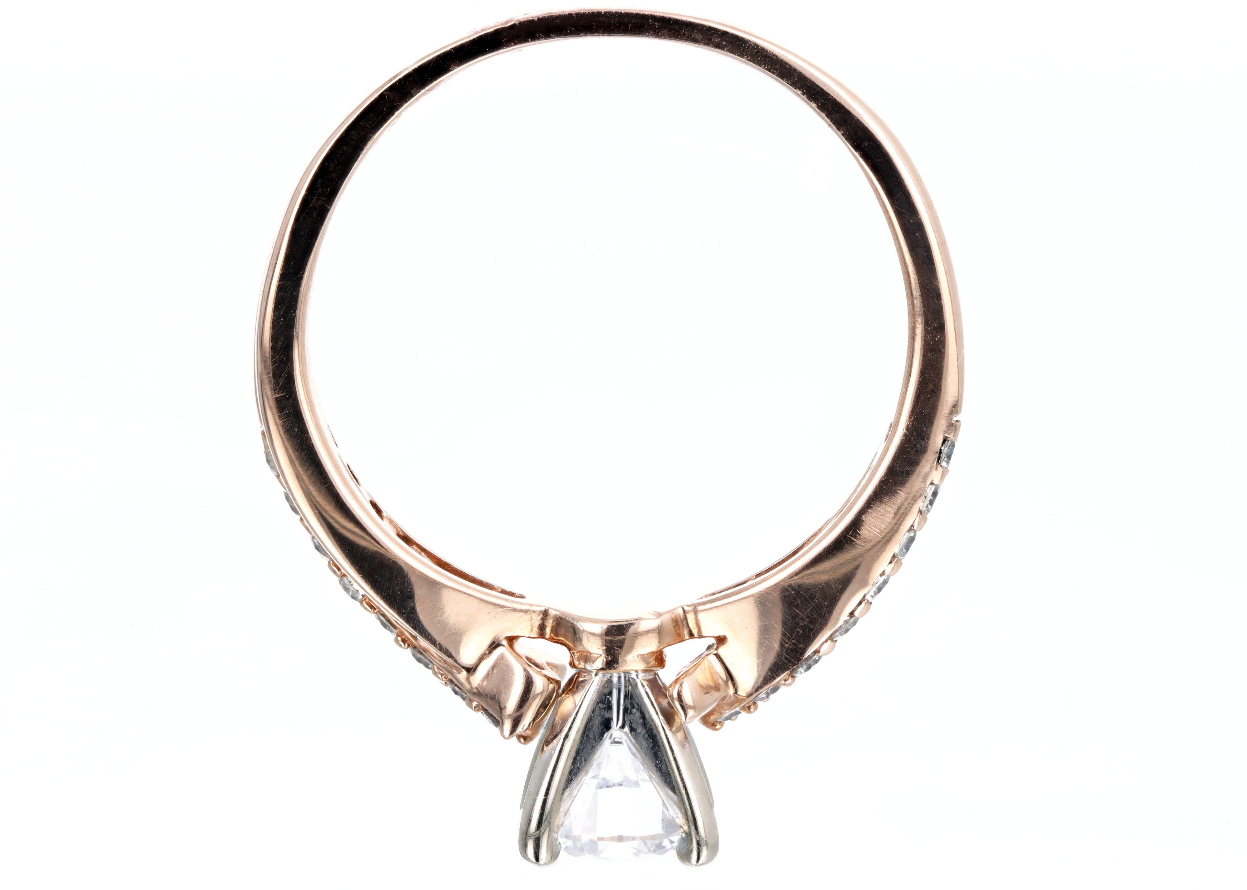 14K Rose Gold 0.80 Carat Round Brilliant Diamond Twist Band Engagement Ring GIA Certified - Queen May