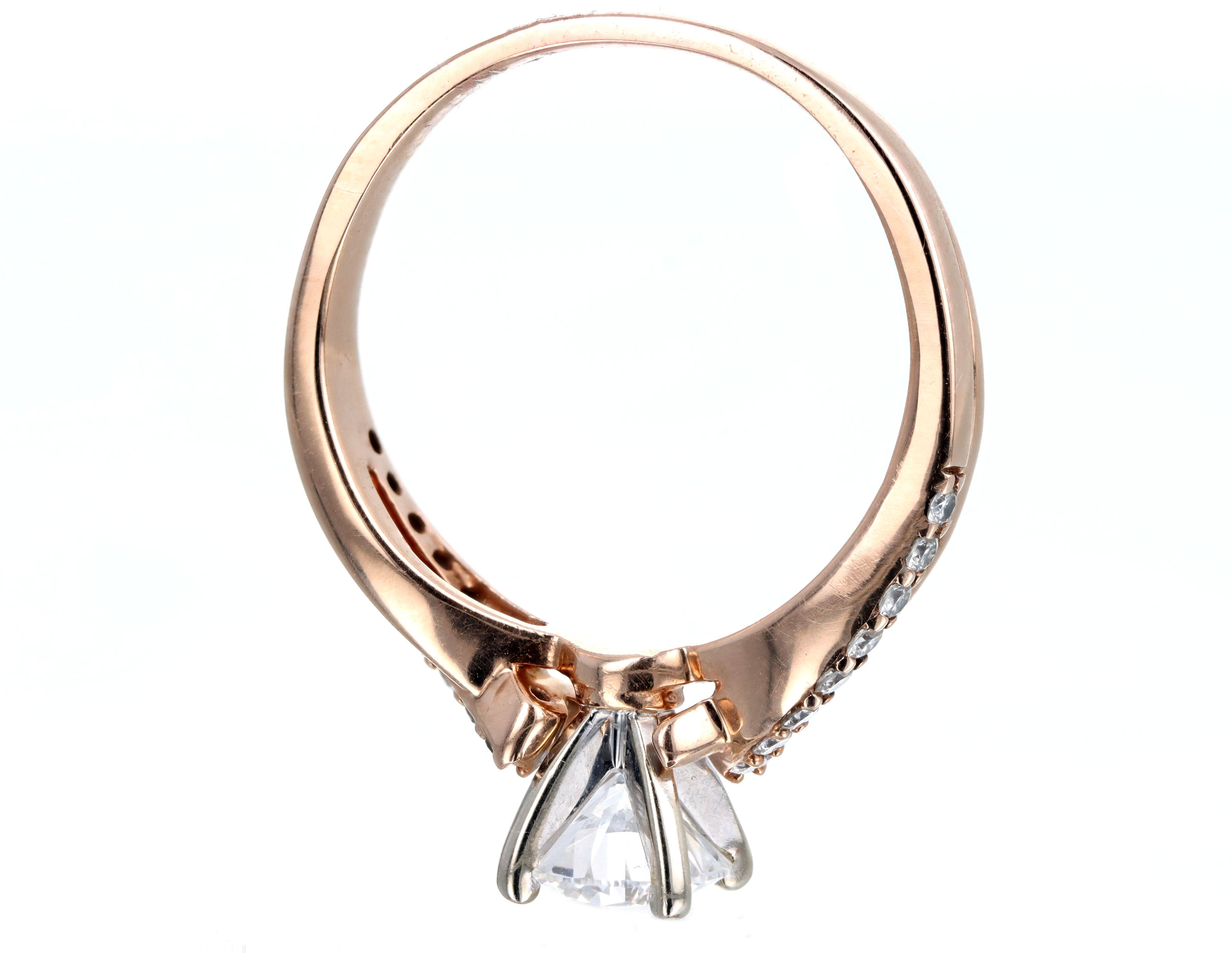 14K Rose Gold 0.80 Carat Round Brilliant Diamond Twist Band Engagement Ring GIA Certified - Queen May