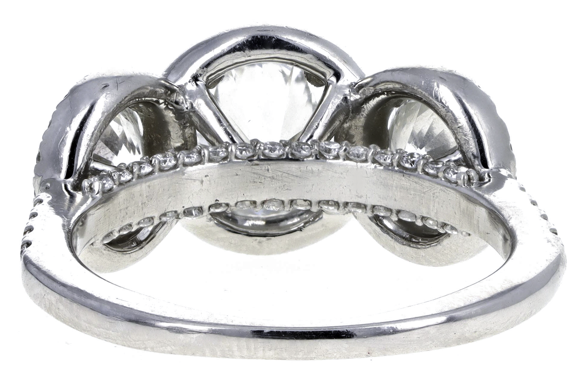 1.49 Carat Round Brilliant Diamond Three Stone Halo Engagement Ring in Platinum GIA Certified - Queen May