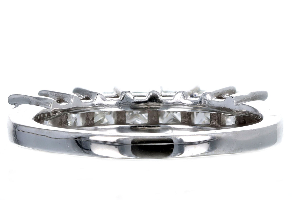 14K White Gold 1 Carat Total Weight Princess Diamond Wedding Band - Queen May