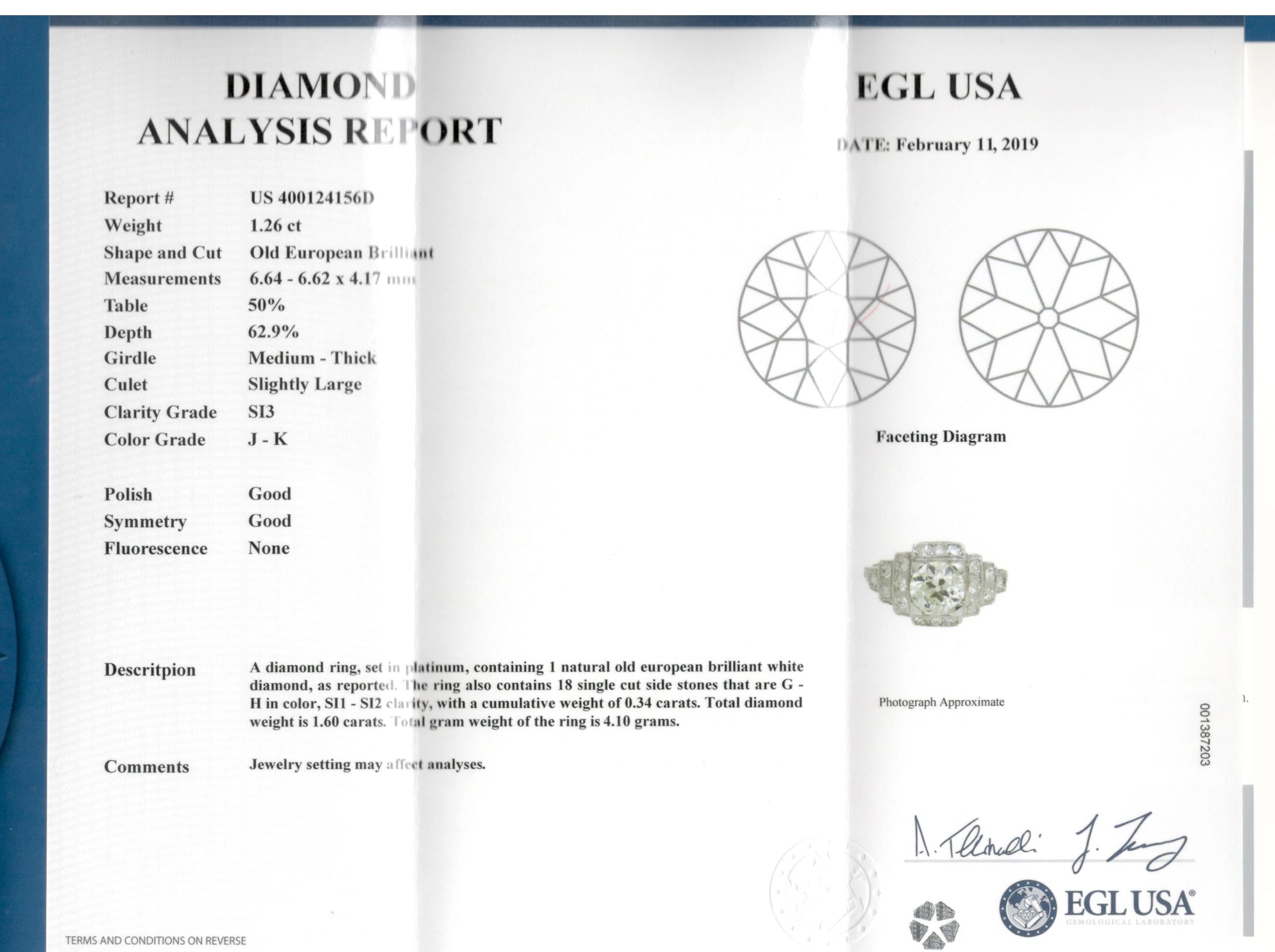 Art Deco Platinum 1.26CT Old European Cut Diamond Ring - Queen May