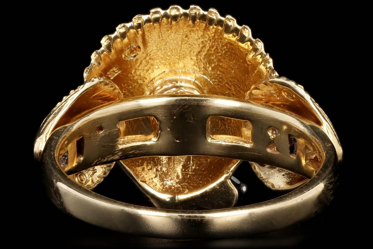 14K Yellow Gold Diamond Seashell Ring - Queen May
