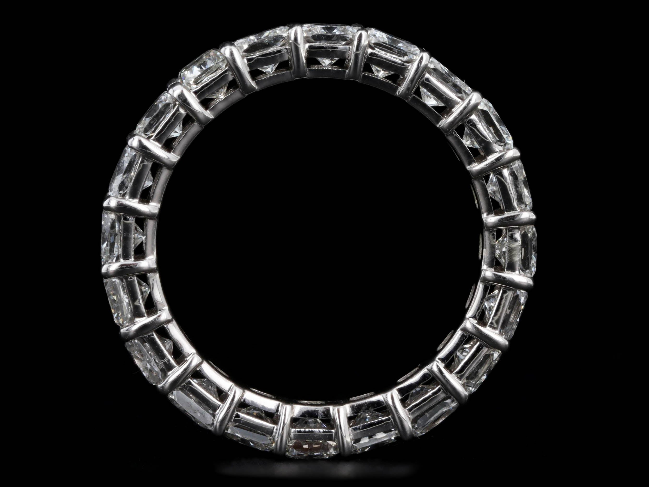 18K White Gold 3.74 Carat Total Weight Cushion Diamond Eternity Band - Queen May