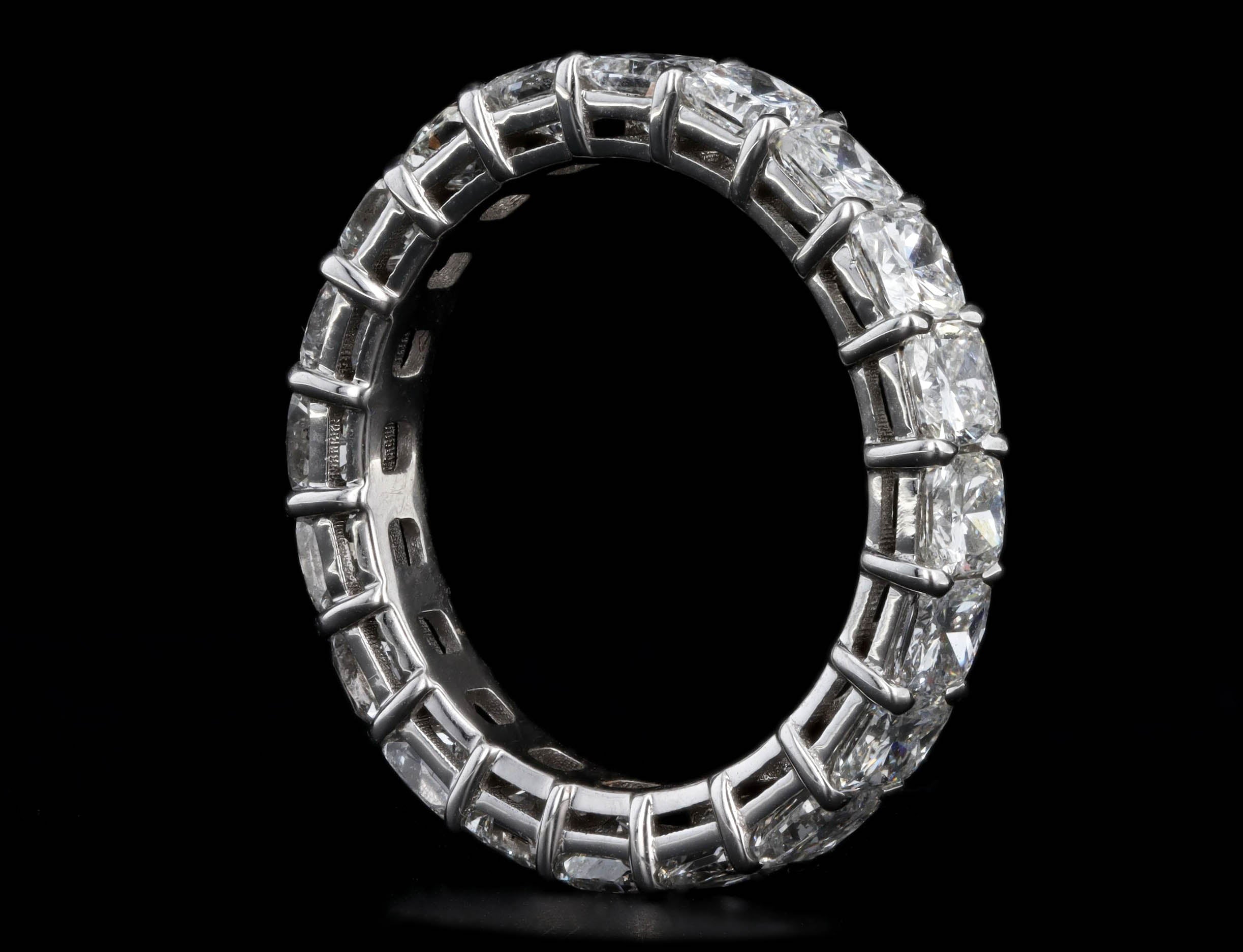 18K White Gold 3.74 Carat Total Weight Cushion Diamond Eternity Band - Queen May