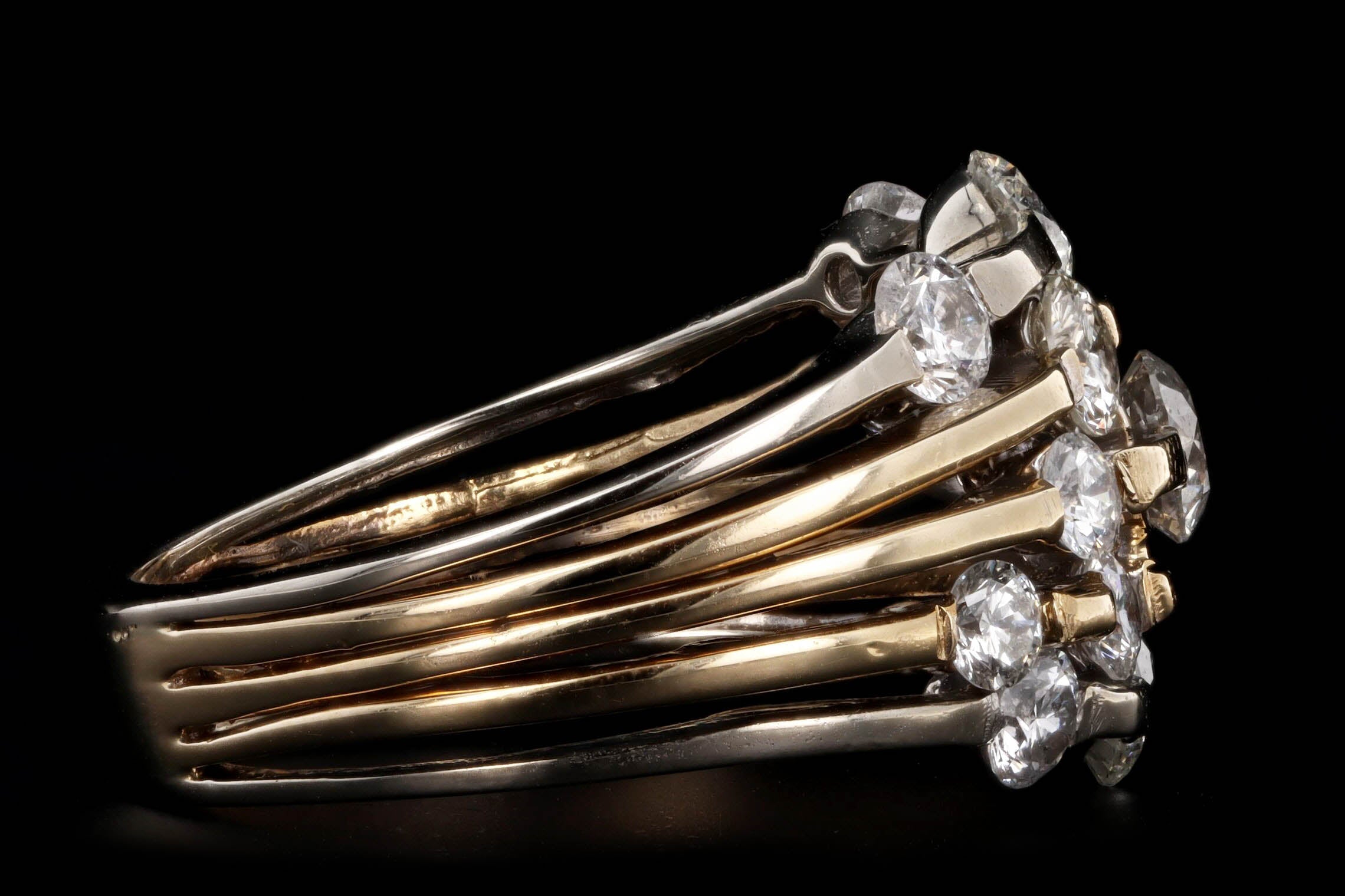 14K Gold Two Tone 1.25 Carat Total Weight Diamond Floating Wide Band - Queen May