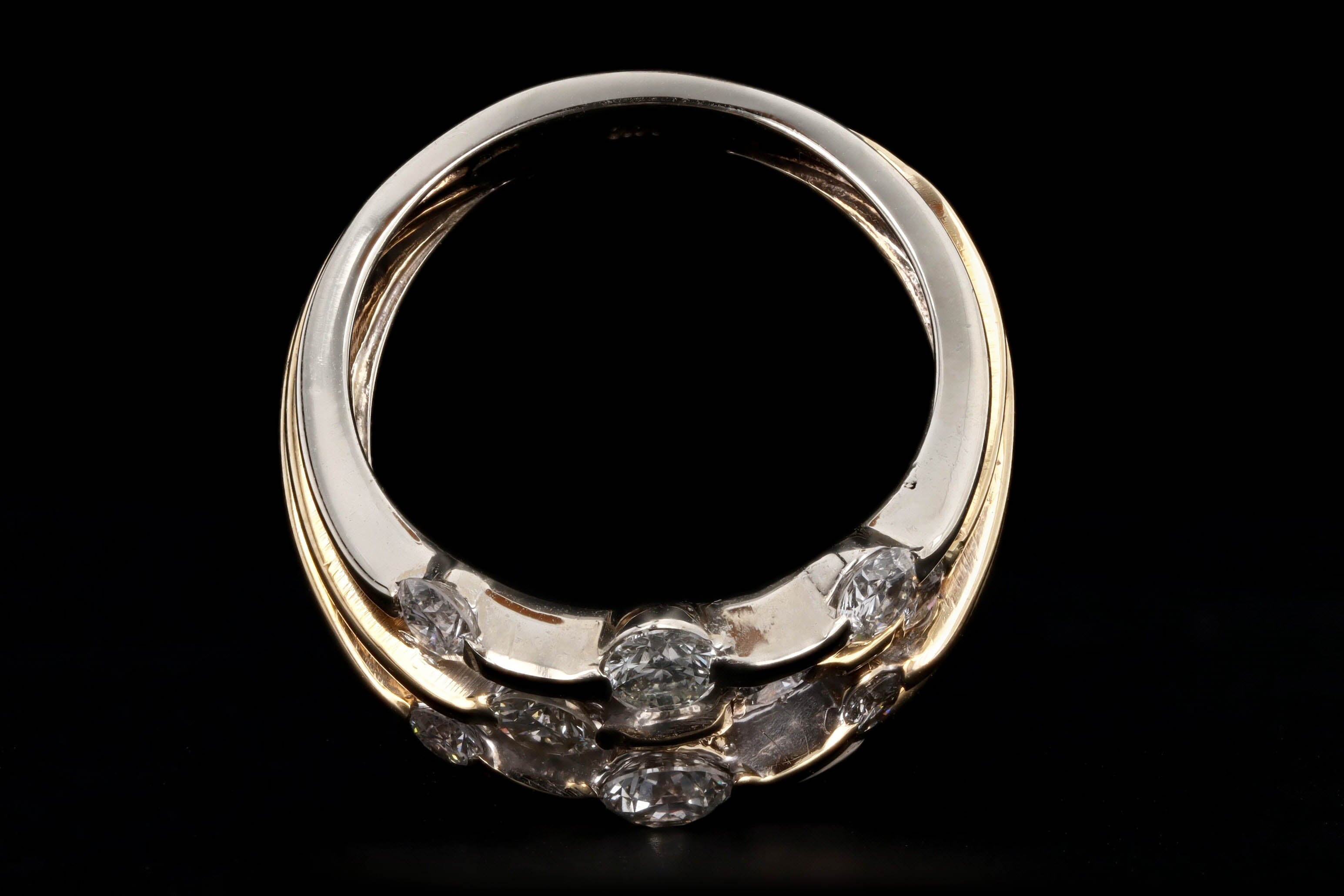 14K Gold Two Tone 1.25 Carat Total Weight Diamond Floating Wide Band - Queen May