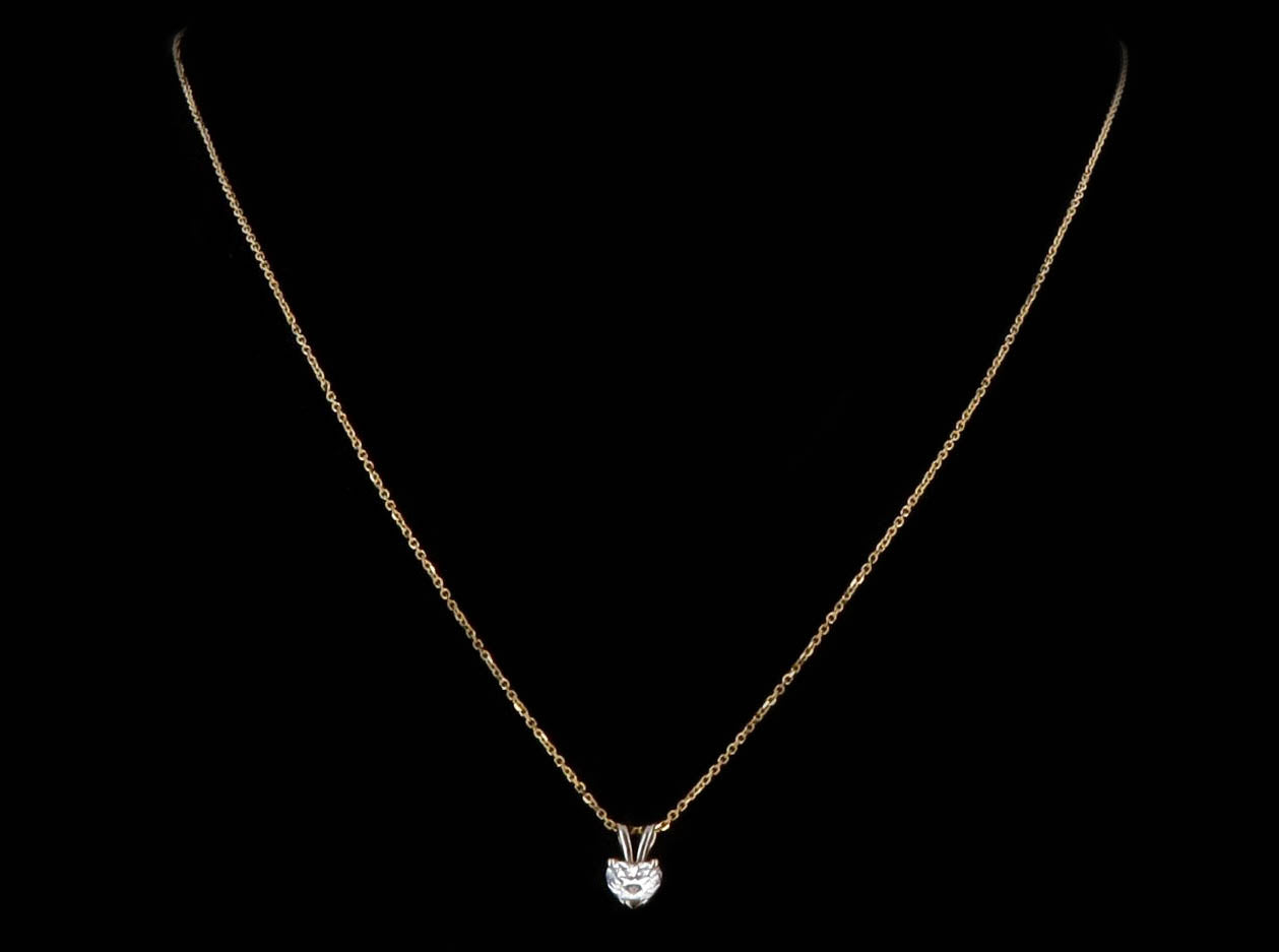 14K Yellow Gold 0.64 Carat Heart Diamond Pendant Necklace EGL Certified - Queen May