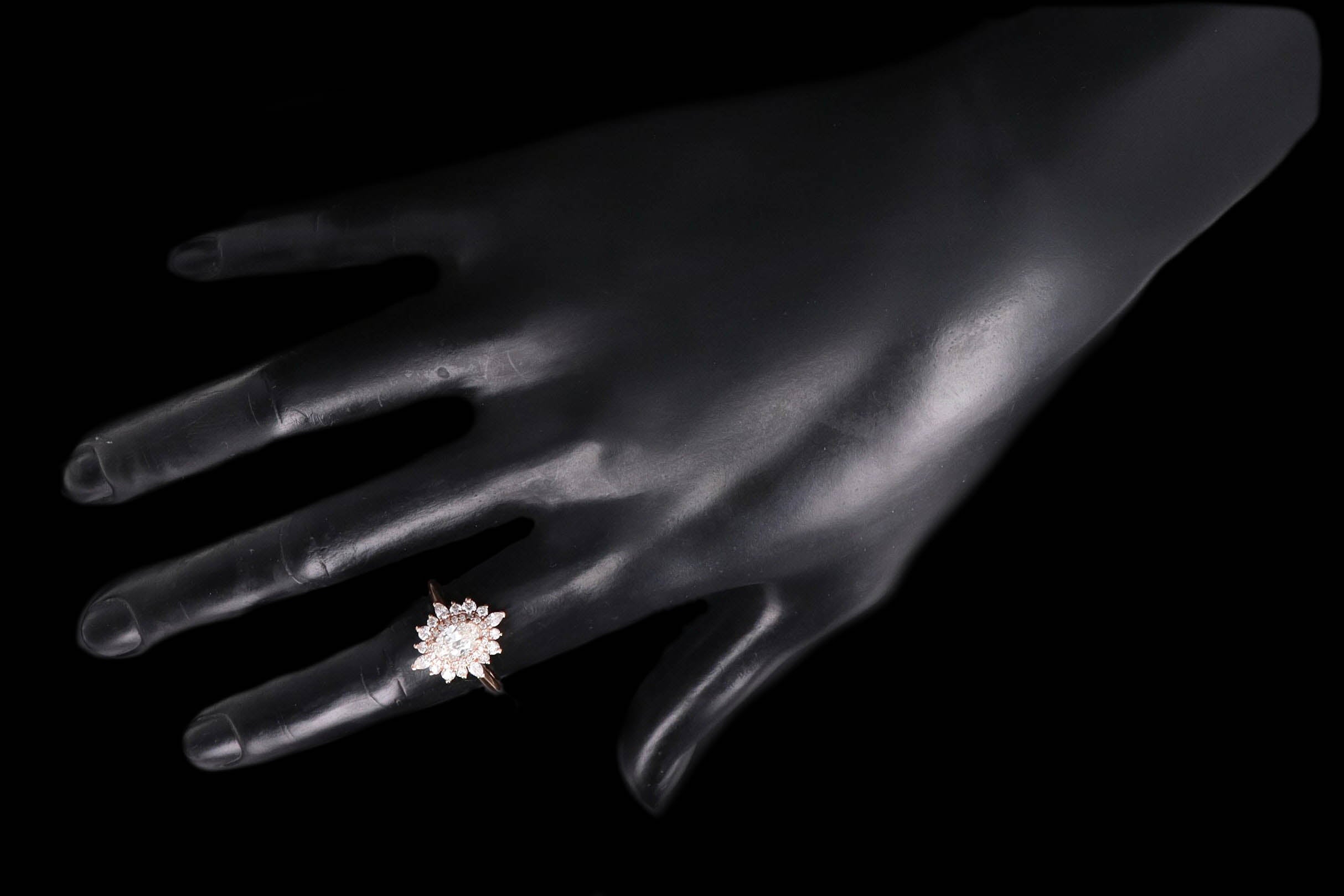 14K Rose Gold 0.70 Carat Oval Diamond Ballerina Fan Engagement Ring GIA Certified - Queen May