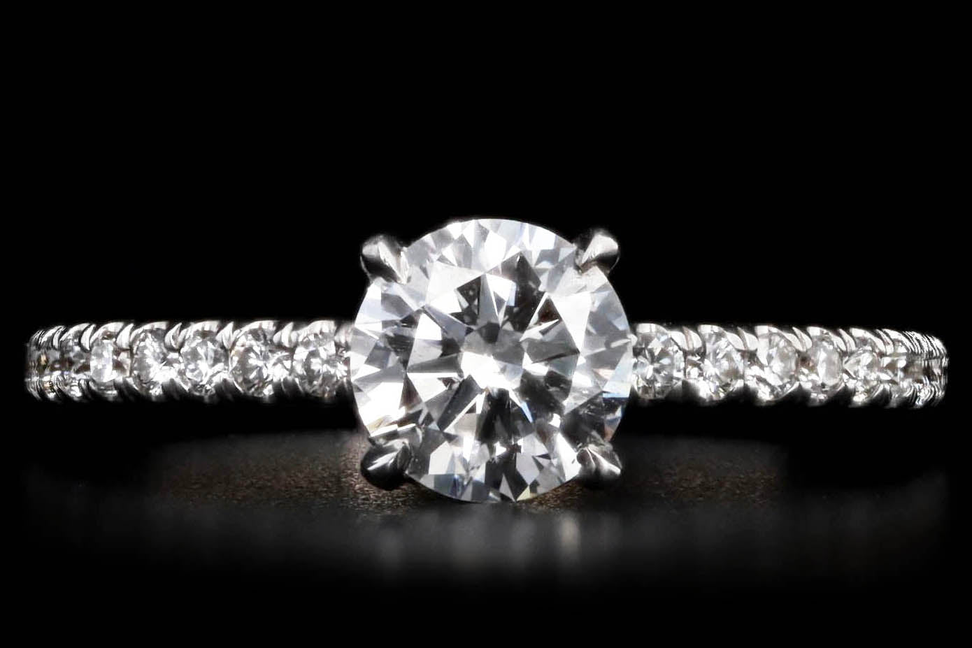 14K White Gold 0.80 Carat Round Brilliant Diamond Hidden Halo Engagement Ring - Queen May